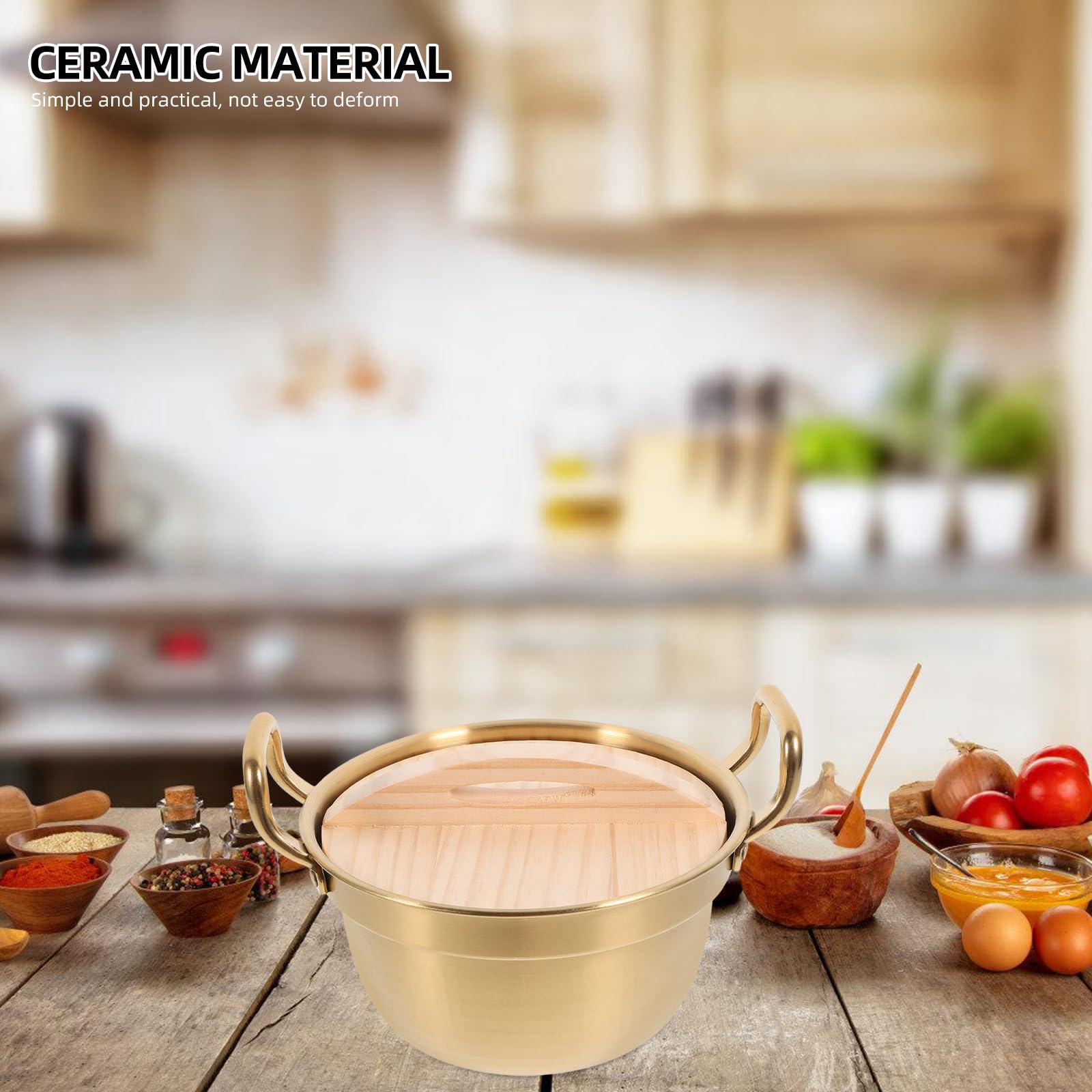 TIDTALEO Pentola per Noodles in Acciaio Inox 900ml Oro con Manico