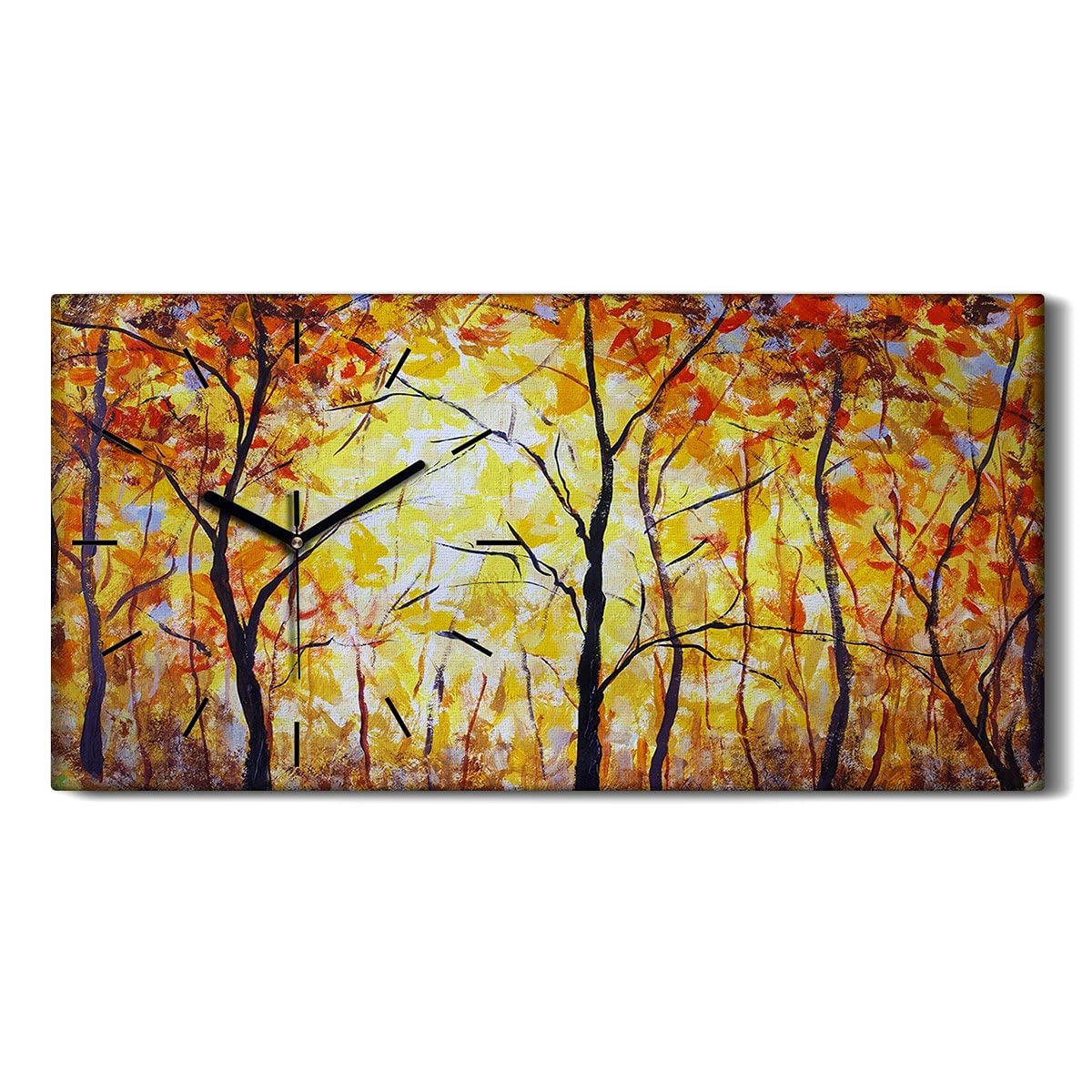 Horloge sur toile forêt d'automne pour salon et chambre