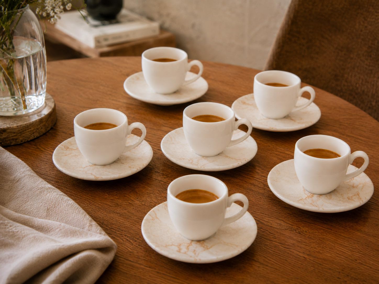 Bonna Granix - Tazas de espresso y platillo - 80 cc - Porcelana - Juego de 6