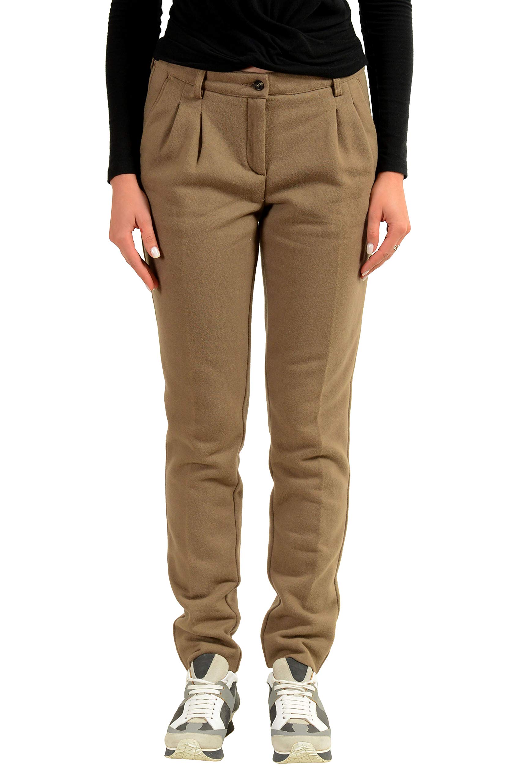 Moncler Womens Brown Skinny Pleated Casual Pants US 6 IT 42