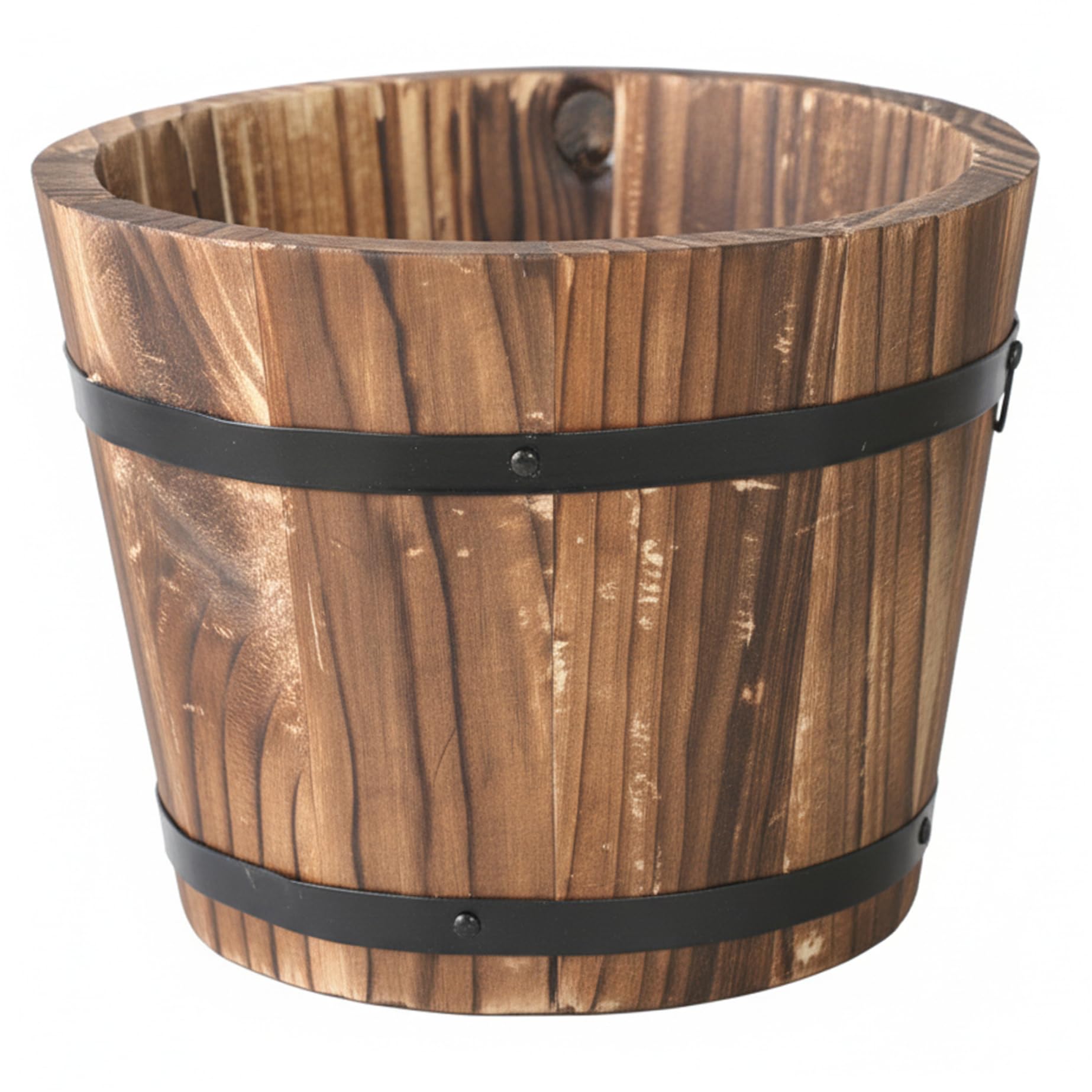 Jardinière en bois carbonisé style vintage pour décoration intérieure