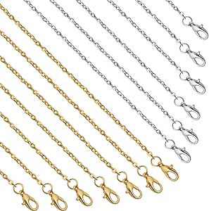 Lemonkey 24 Pack Necklace Chains Bulk,Gold and Silver Plated DIY Cable Link Chains for Jewelry Making 20 Inches