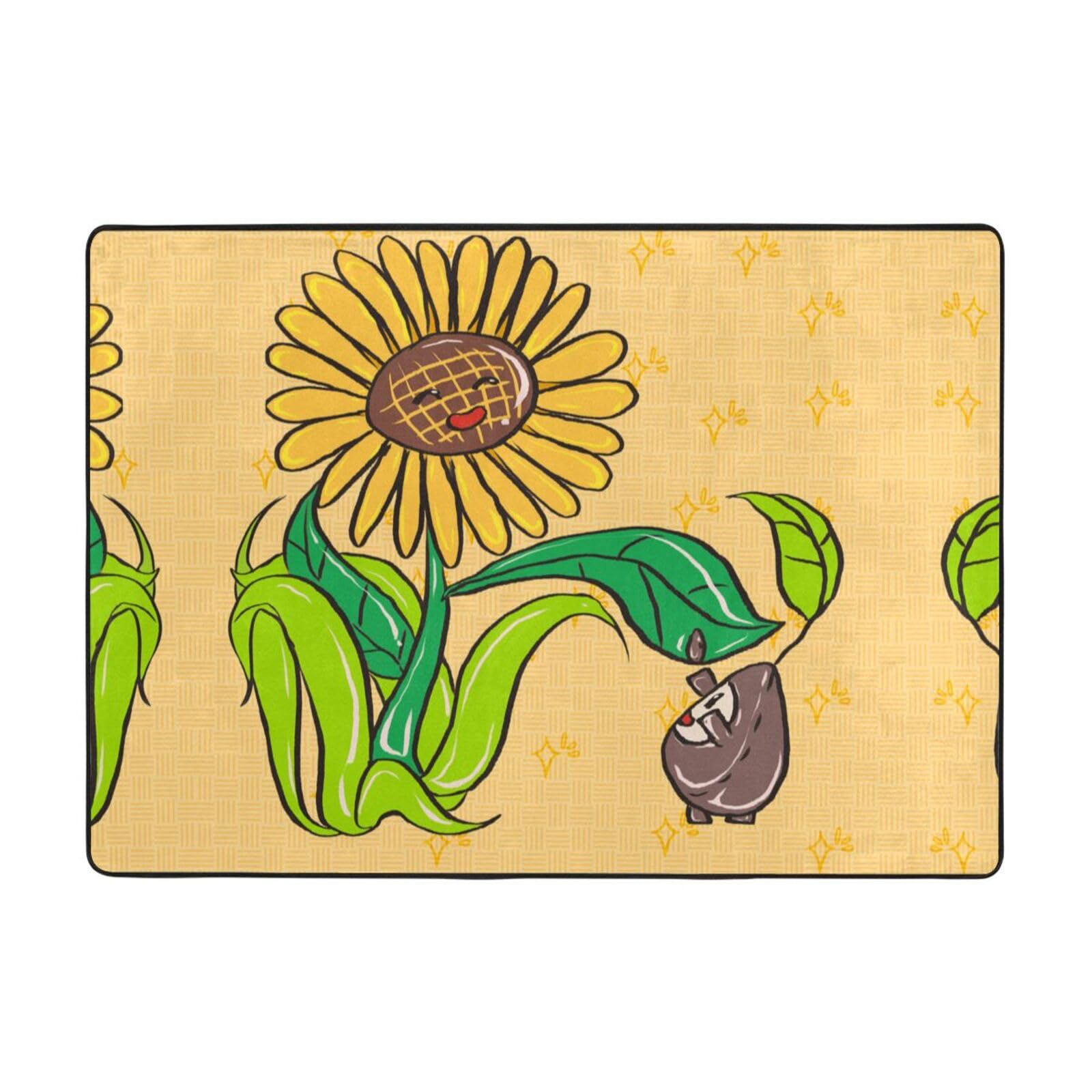 Sonnenblumenkerne und Sonnenblumen druckt übergroßer Teppich > 80 x 58 Zoll Teppich weich im Griff mit feinem Nickerchen Verschleiß