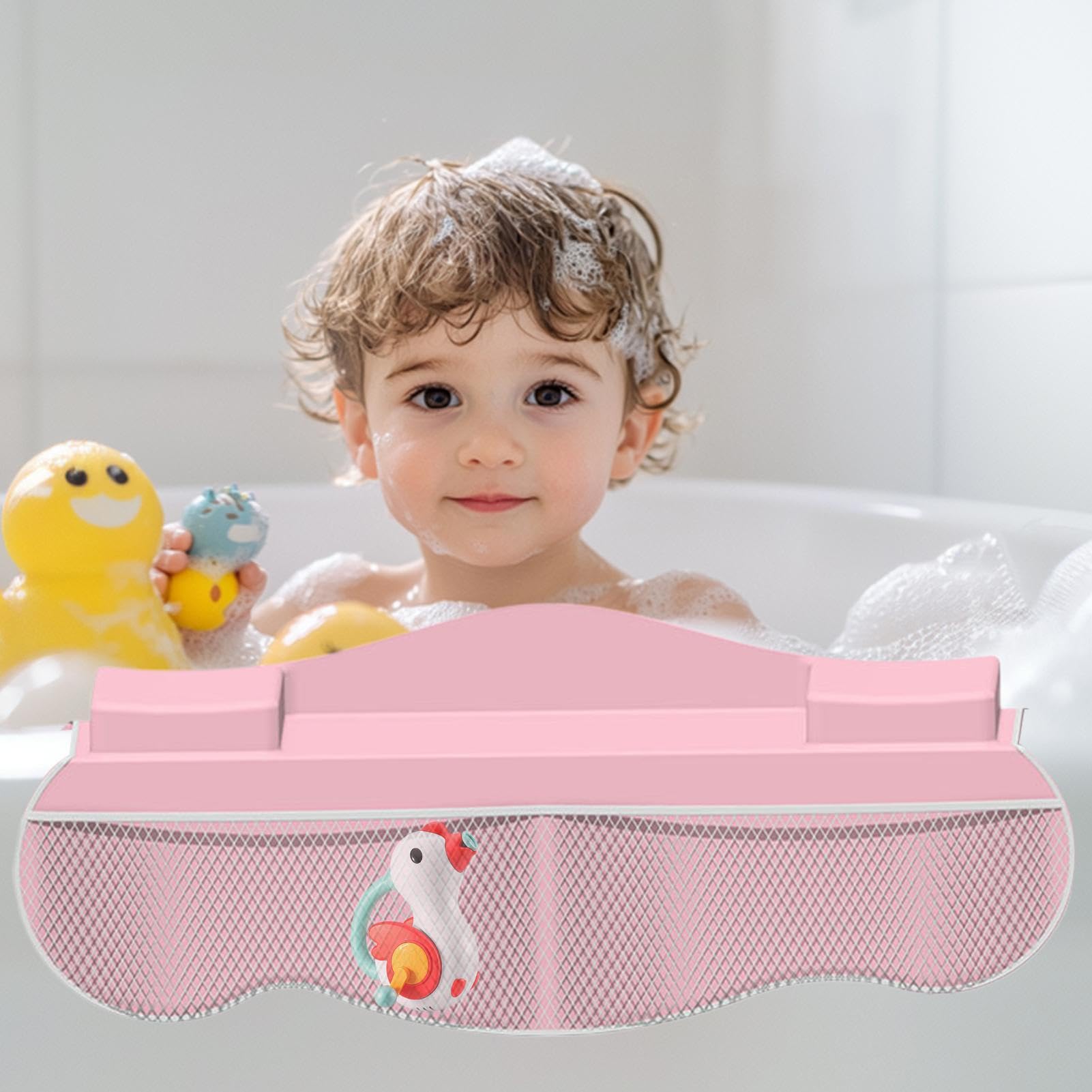 Badewannen-Spritzschutz 4 Netztaschen Badewannen-Spielablage | Ablage für die Badewanne Spielbereich in der Badewanne für Kinder und Spielzeugaufbewahrung im Badezimmer