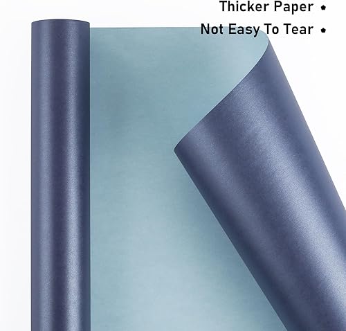 Miniatura 6 de NESCCI Papel de regalo mate azul oscuro, papel de brillo perlado de color sólido, papel de regalo perfecto para bodas, día de San Valentín,