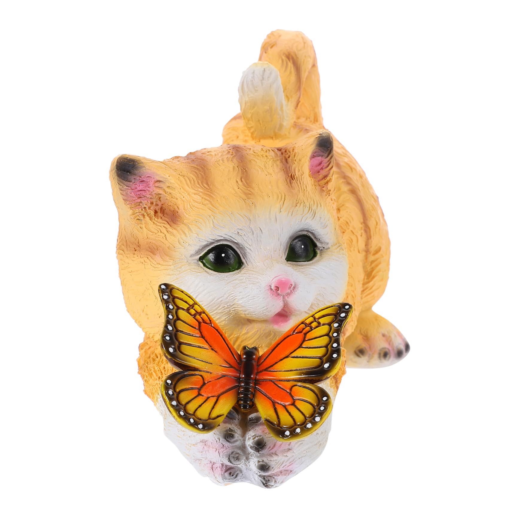 SOIMISS Realistische Katzendekoration aus Kunstharz mit Gelber Solarleuchte Einzigartige Gartenskulptur als Dekorative Kleine Katzenfigur für Raumgestaltung und Sammler