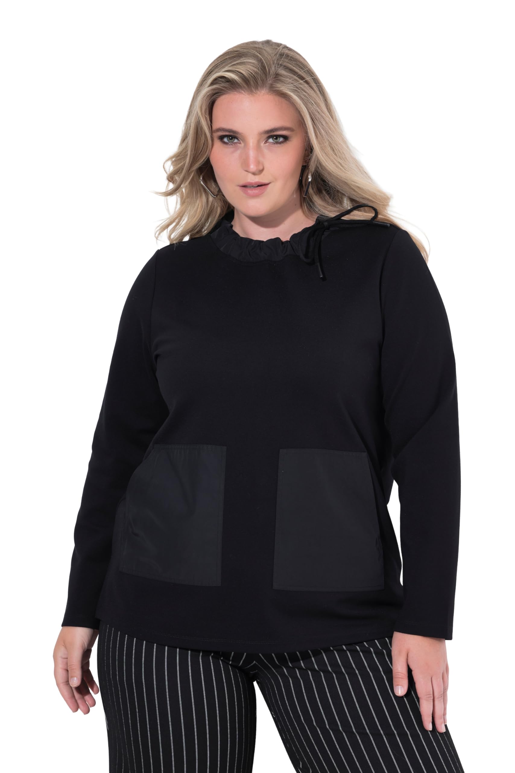 Ulla Popken Damen große Größen Übergrößen Plus Size Sweatshirt, Taschen, Stehkragen, Langarm 843327