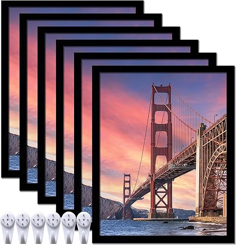 Miniatura 17 de 6 juegos de marcos de fotos de 8 x 10 pulgadas, marcos para lienzo de 8 x 10 pulgadas, collage de fotos, póster, certificado, galería de pared, Negro