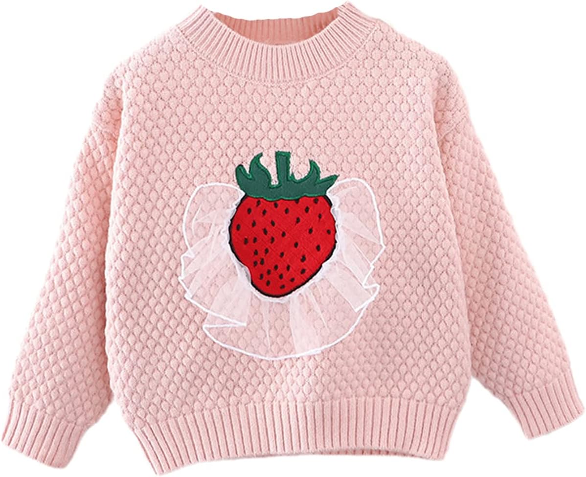 Strawberry Girls Sweater Knitting Cardigan Autumn Winter Sweater Toddler Girls Christmas Toddler Knitwear Sweater
