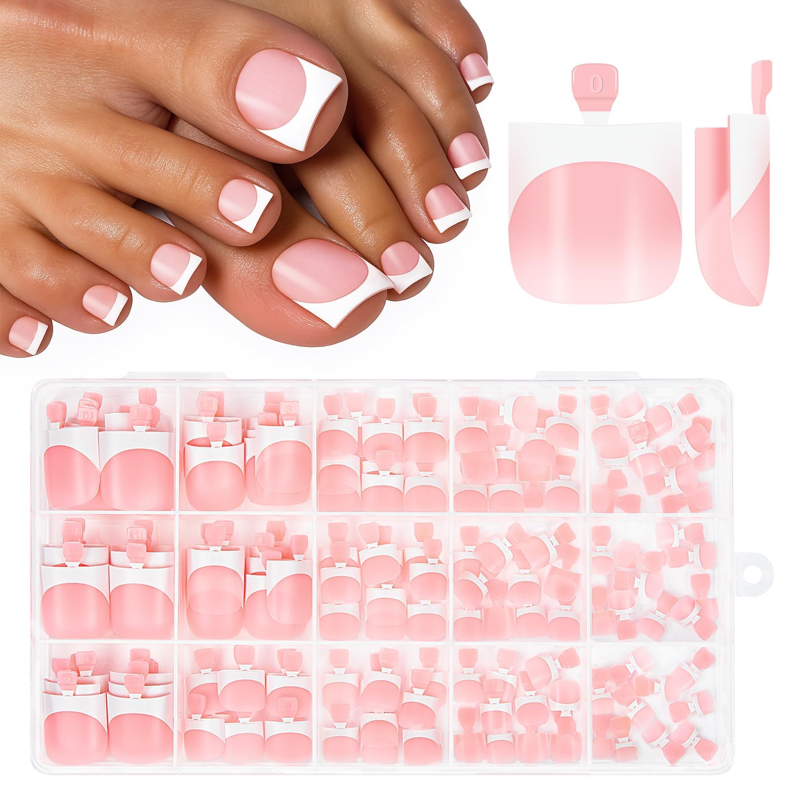 150Pcs Spring Nails for Women, Nail Extensions and Toe Nail Extensions for Women, French Style Short Nude Artificial Nails, Easy Application for Daily Beauty and Special Events-image-8