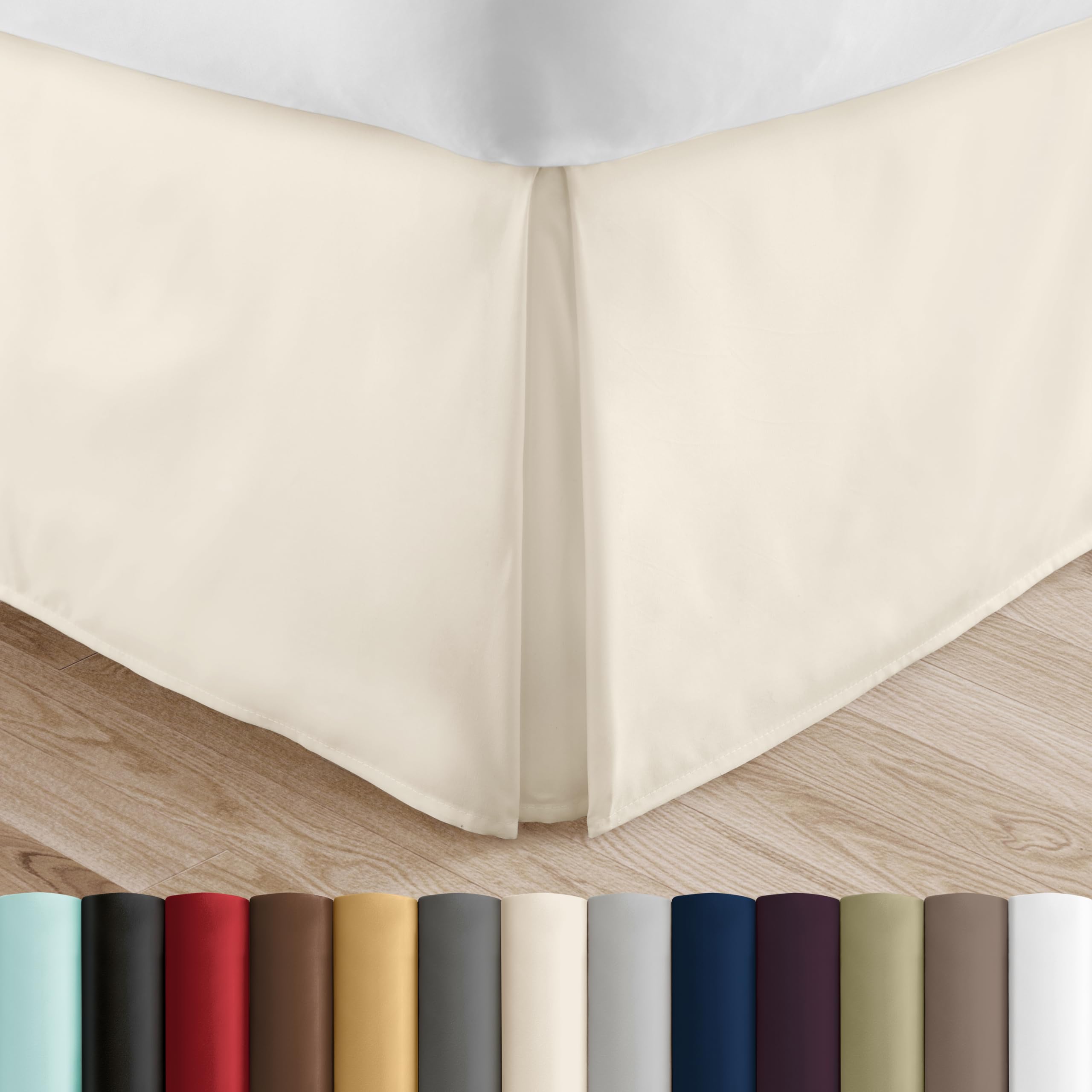 Bed Skirt - Ultra Soft Microfiber - Easy Fit with 14 Inch Tailored Drop - Hotel Quality, Shrinkage & Fade Resistant - Bed Cover - Cal King Bed Skirt - Bedroom Décor - (Cal King, Ivory)