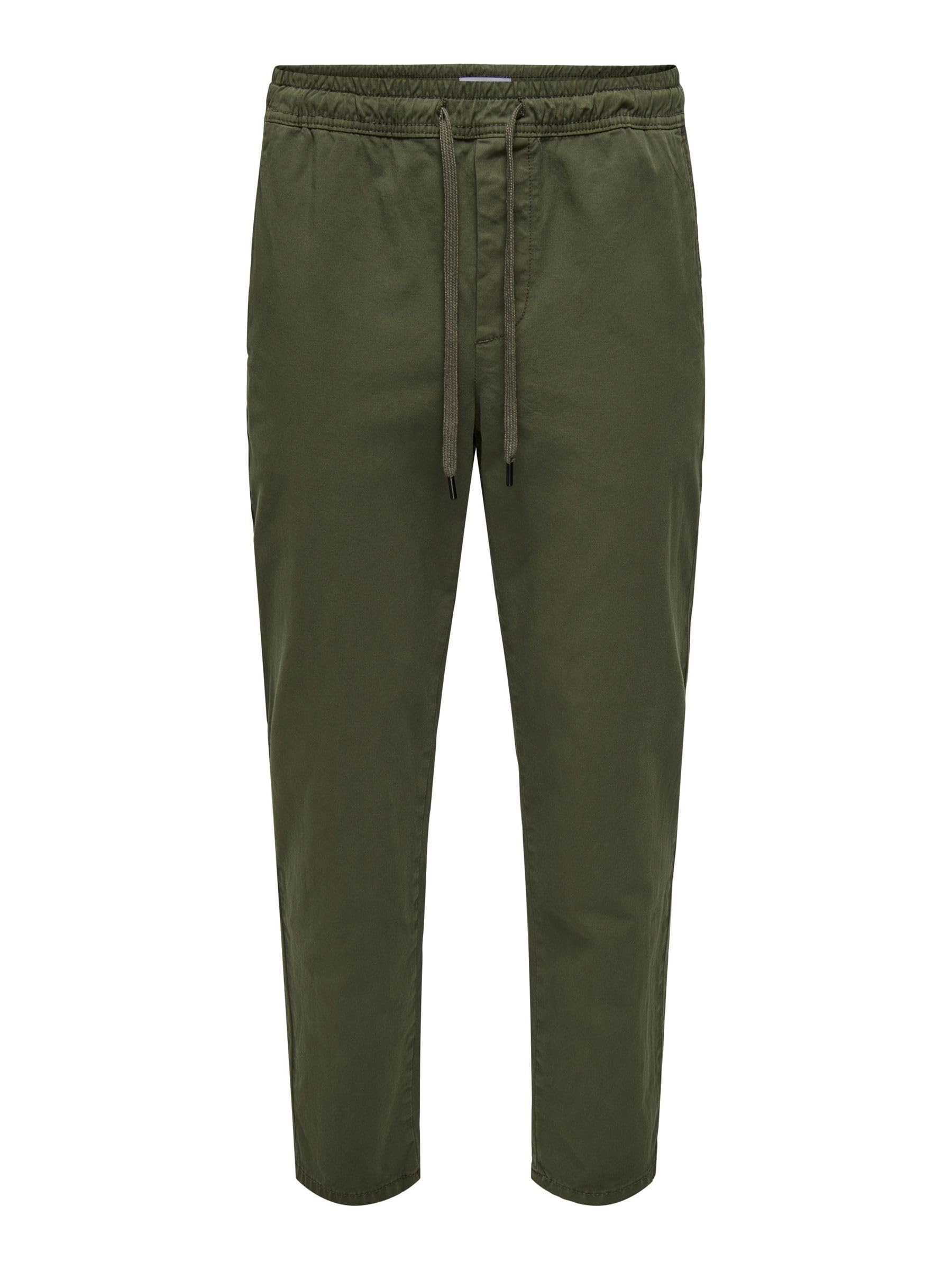 ONLY & SONS Men's Fabric Trousers, Olive Night, M