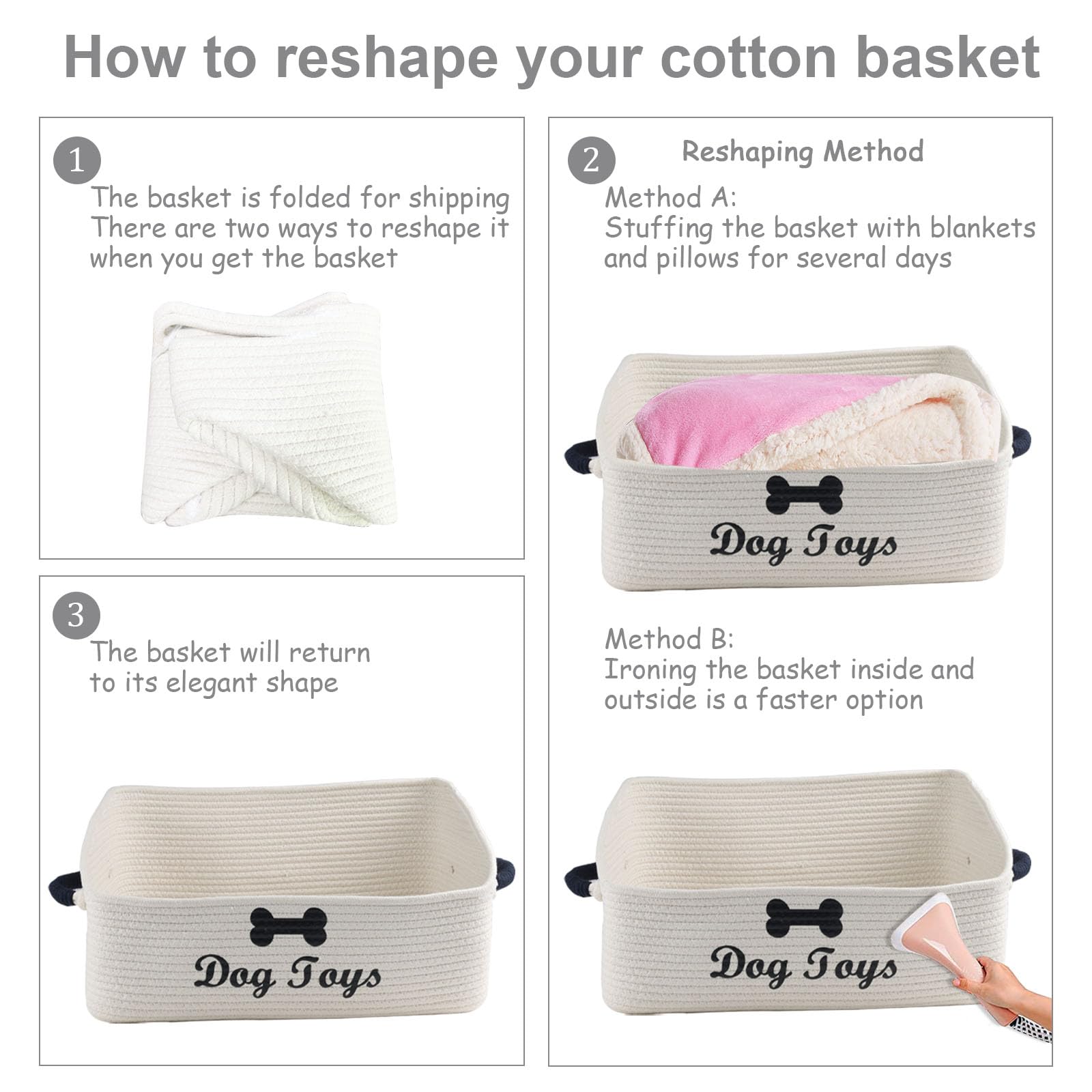Morezi Cestino trapezoidale per animali domestici, adatto per cani e gatti, cuccioli, corda di cotone lavabile con manici, pieghevole, facile da spostare – Beige
