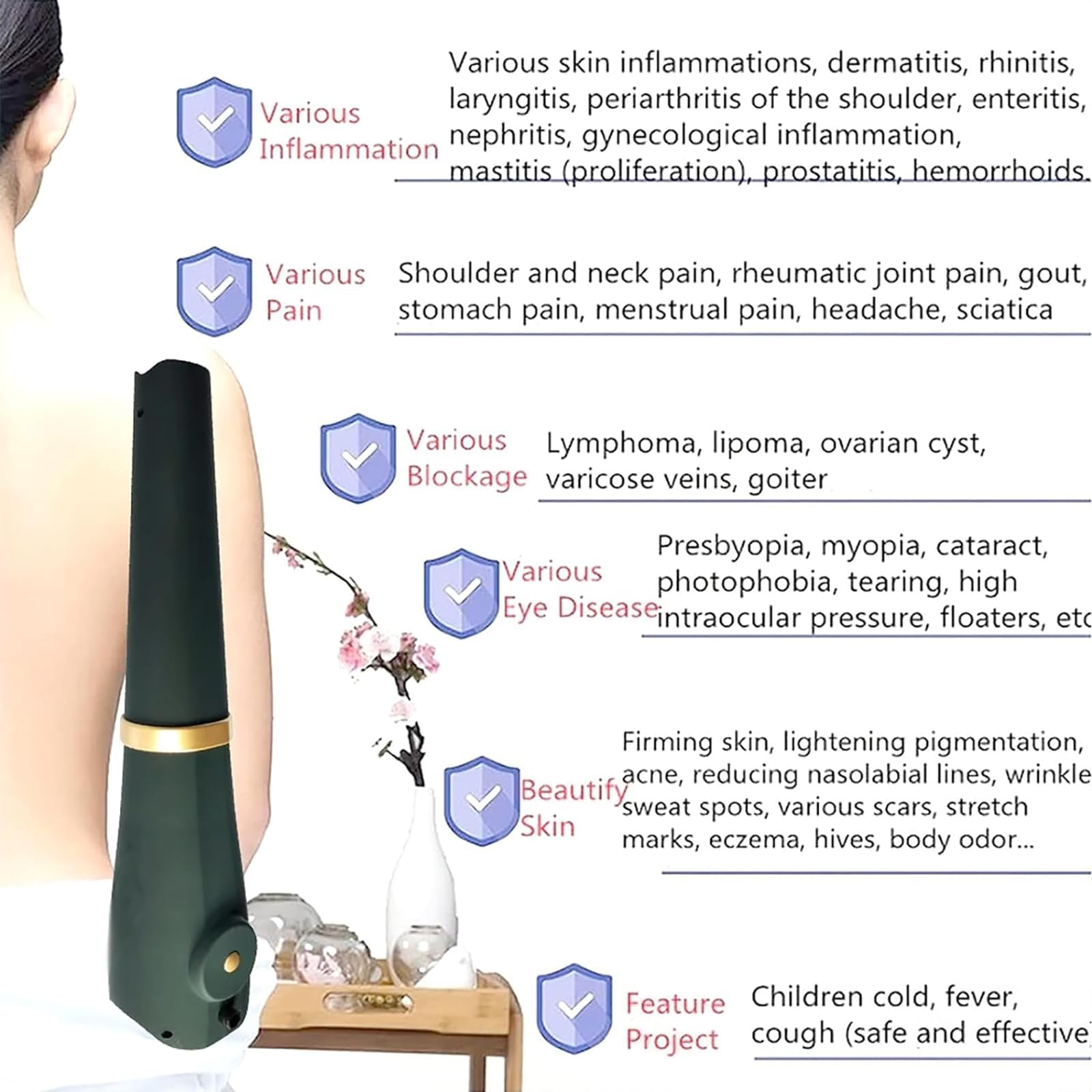 Terahertz Wave Physiotherapy Instrument, Terahertz Therapy Devices with Infrared Band Light Wave and 15-20 cm Penetration Skin, ajustable 3 niveles Temperature, Release Negative Ions, for CellularRepa