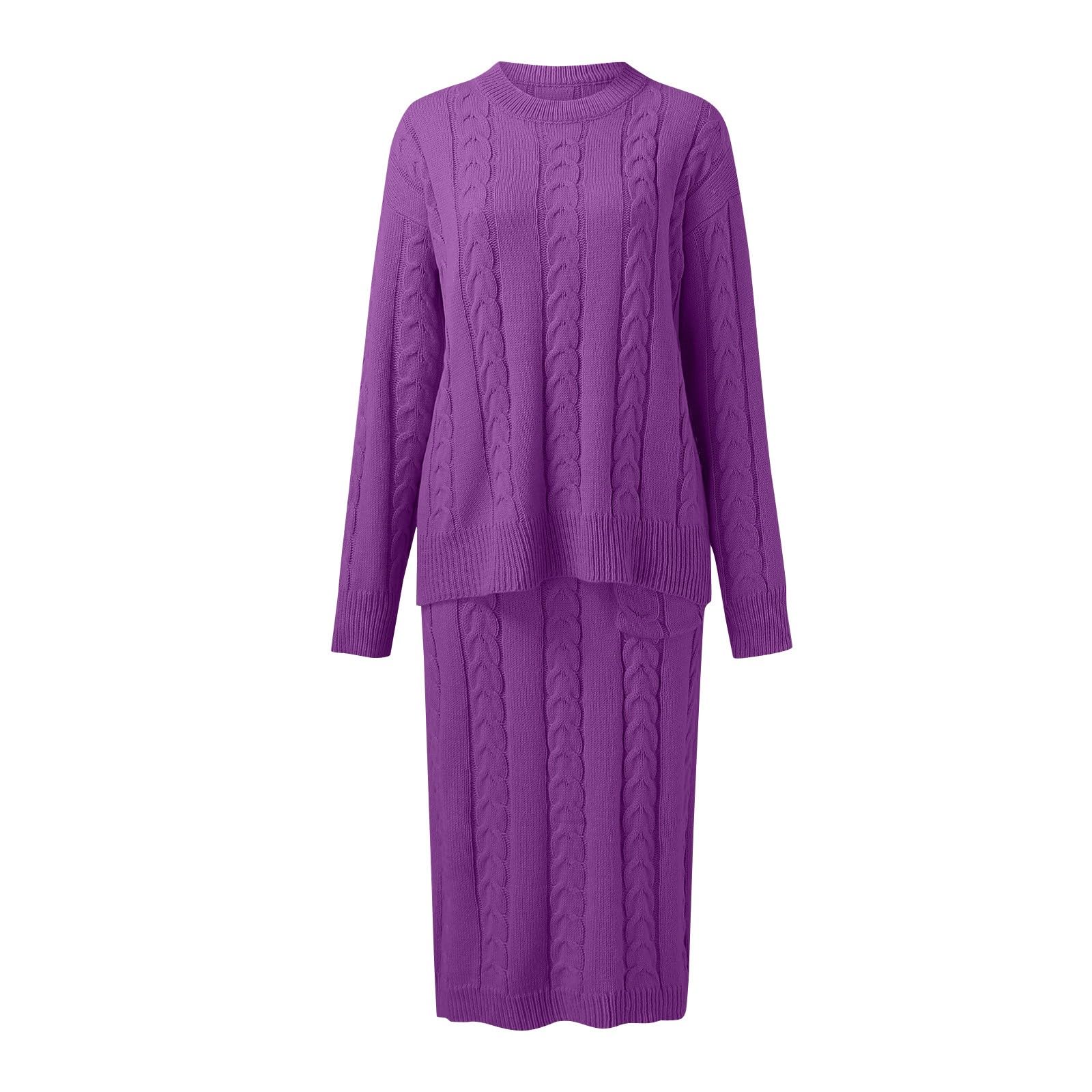Strickanzug Damen Set Winter Elegant Mit Rock Hosenanzug Damen Festlich 2 Teiler Große Größen Zweiteiler Warm Strick Anzug Frauen 2 Teilig Kleid Freizeitanzug Kuschelig Hausanzug Plus Size