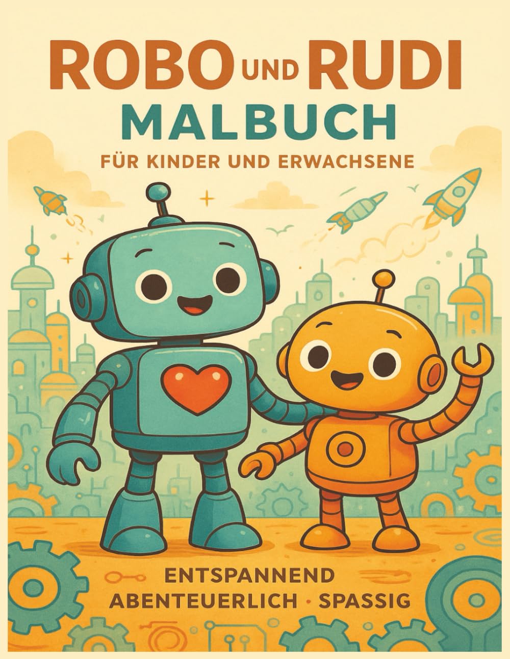Robo & Rudi – Roboter Malbuch für Kinder & Erwachsene: Entspannend, Abenteuerlich, spassig: Kawaii-Roboter, Abenteuer-Szenen, Technik-Freunde | 50 ... | Perfekt für Jungen & kreative Erwachsene
