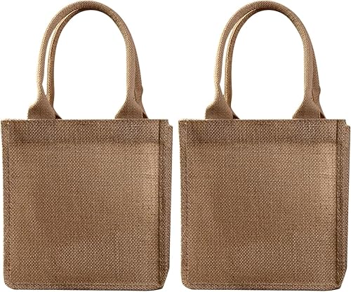 TEHAUX 2 piezas de bolsas de compras de regalo, bolsa de arpillera de arpillera con asas, bolsa de arpillera, Como se muestra en la imagen
