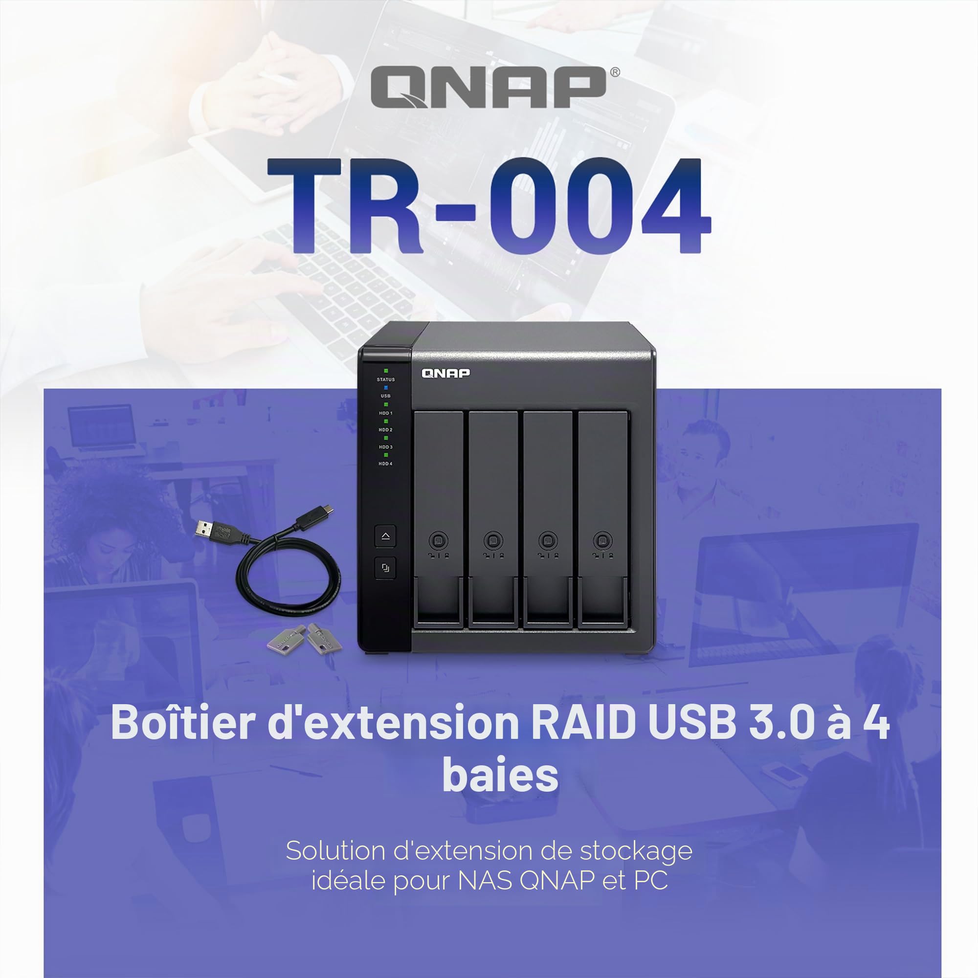 QNAP TR-004 4 Baies USB Type-C Direct Attached Storage (DAS) avec Raid matériel (sans Disque)