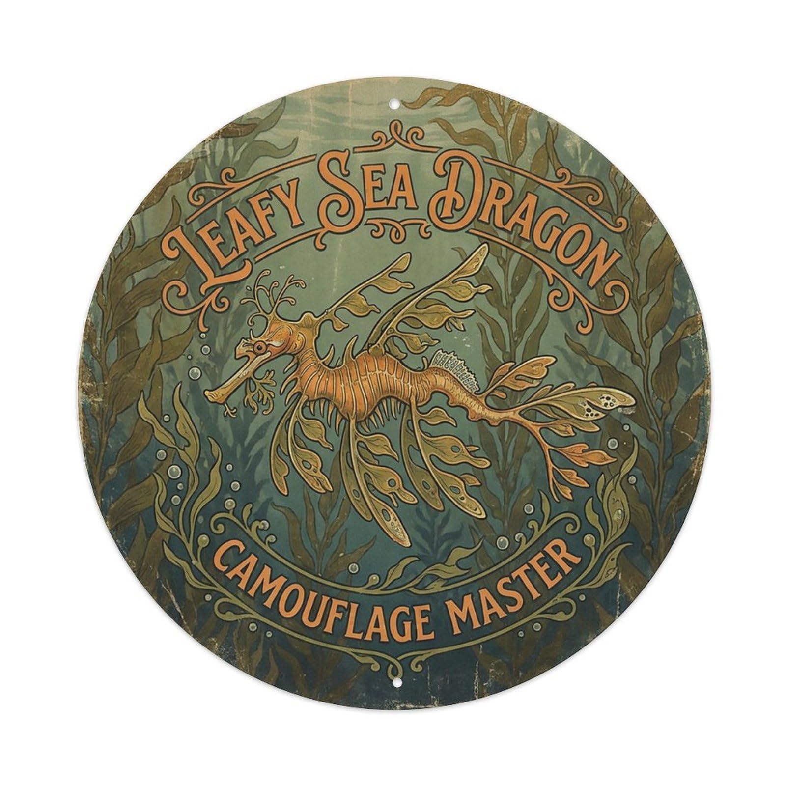 Cxhjca 8X8inch(20X20cm) Leafy Sea Dragon Camouflage Master Metal Tin Sign