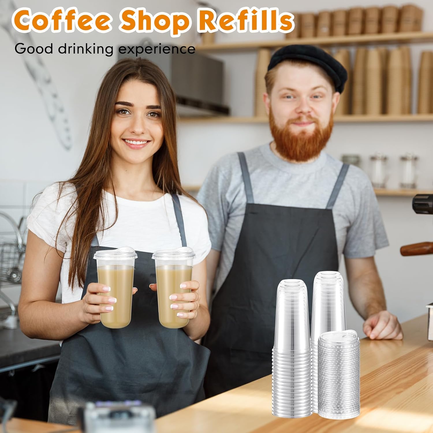 Baderke 50 Pcs Round Bottom Plastic Cups with Sip Lids Clear Disposable Iced Coffee Cups for Smoothie Cold Beverage Coffee Shops and Party Catering(20 oz,Clear) - Image 7
