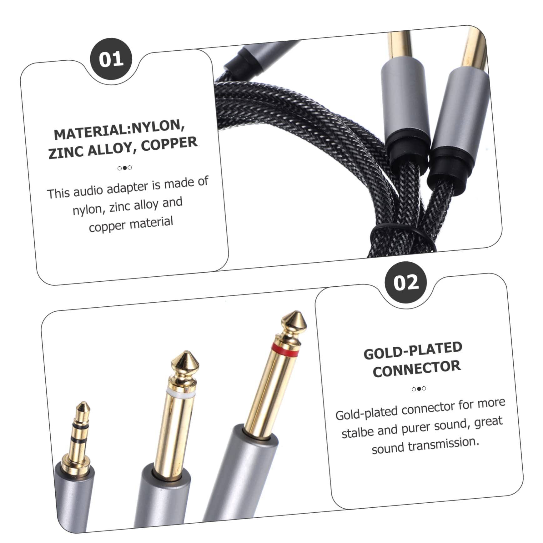 Uonlytech 5piezas Cable De Audio TRS De Adaptador Divisor Estéreo para CD Multimedia y Sistemas De Sonido