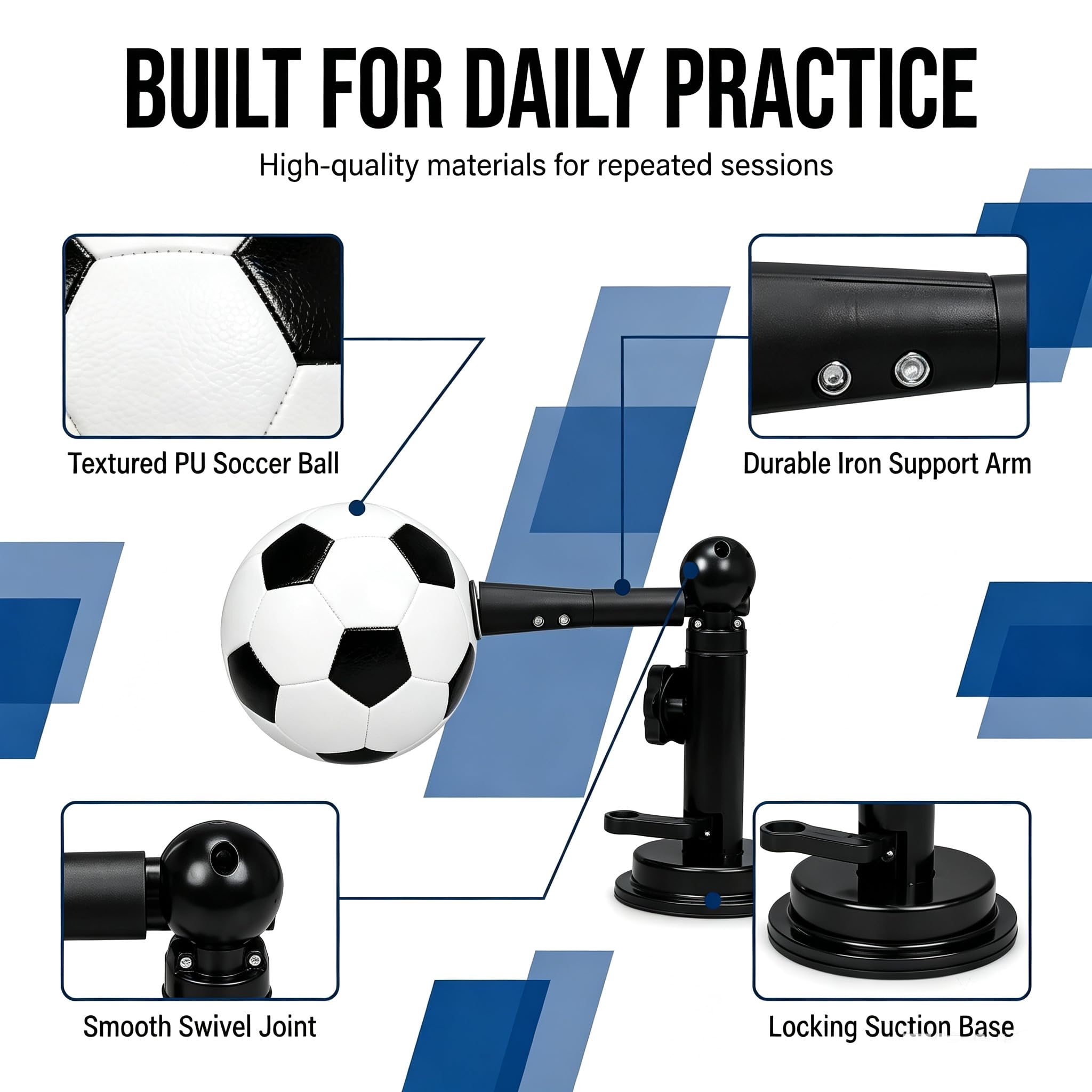 Aluminium-Fußballtrainer mit Saugbasis, drehbarer Ballkontakt