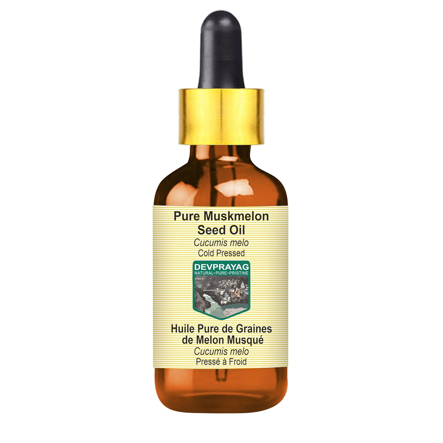 Pure Muskmelon Seed Oil (Cucumis melo) with Glass Dropper Cold Pressed (Pack of two) 100ml X 2 (6.76 oz)