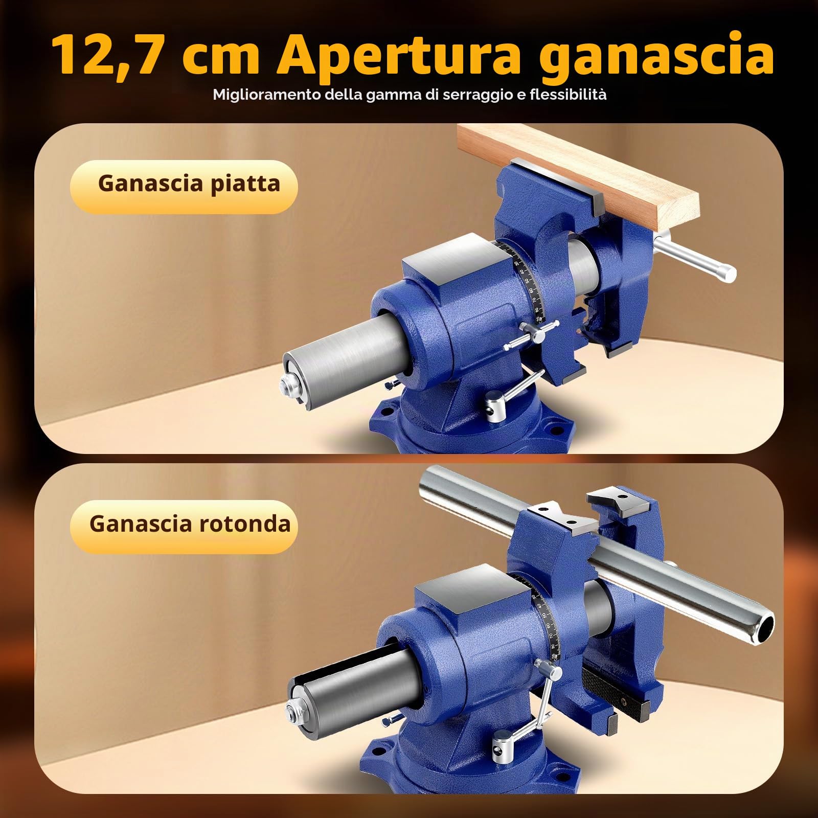 Morsa professionale per banco da lavoro ad alte prestazioni, con testa di base girevole a 360°, girevole, morsa multiuso per meccanici e ingegneri