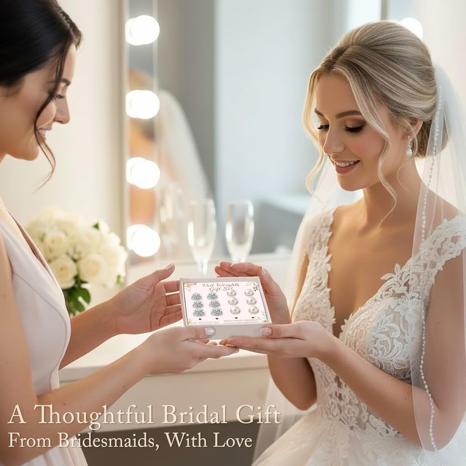 Wedding Veil Weights, Magnetic Invisible Bridal Accessories, 12-16 Pairs Pearl & Diamond Edge for Outdoor Ceremonies - Image 5