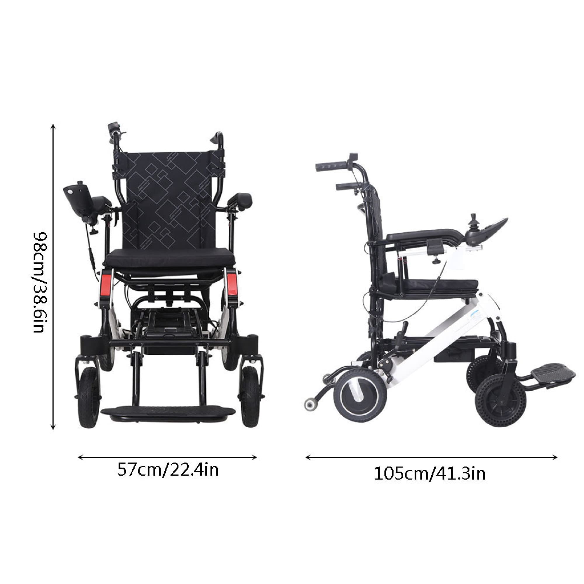 Fauteuil Roulant électrique Pliant léger, Cadre en Alliage d'aluminium, Moteurs puissants sans balais, Double Batterie pour Les Voyages en Plein air à la Maison