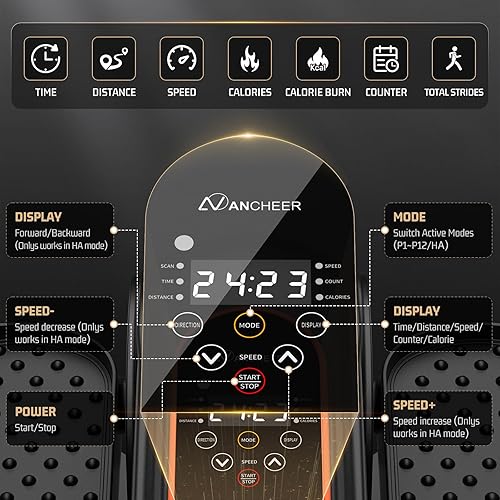 Miniatura 4 de ANCHEER Máquina elíptica para debajo del escritorio, máquina eléctrica con pedal sentado con 12 velocidades ajustables, silenciosa y portátil,