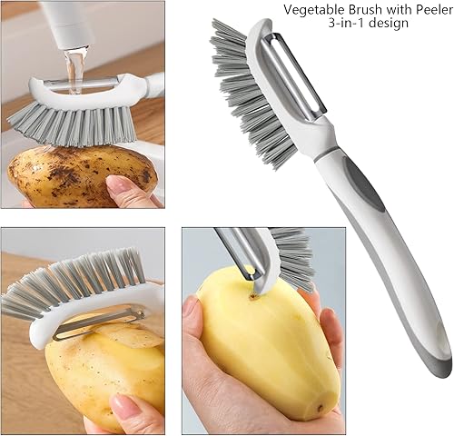 Miniatura 2 de Openfly Cepillo flexible para verduras y frutas, pelador de verduras y frutas, con cepillo, cepillo de frutas flexible para alimentos, verduras,