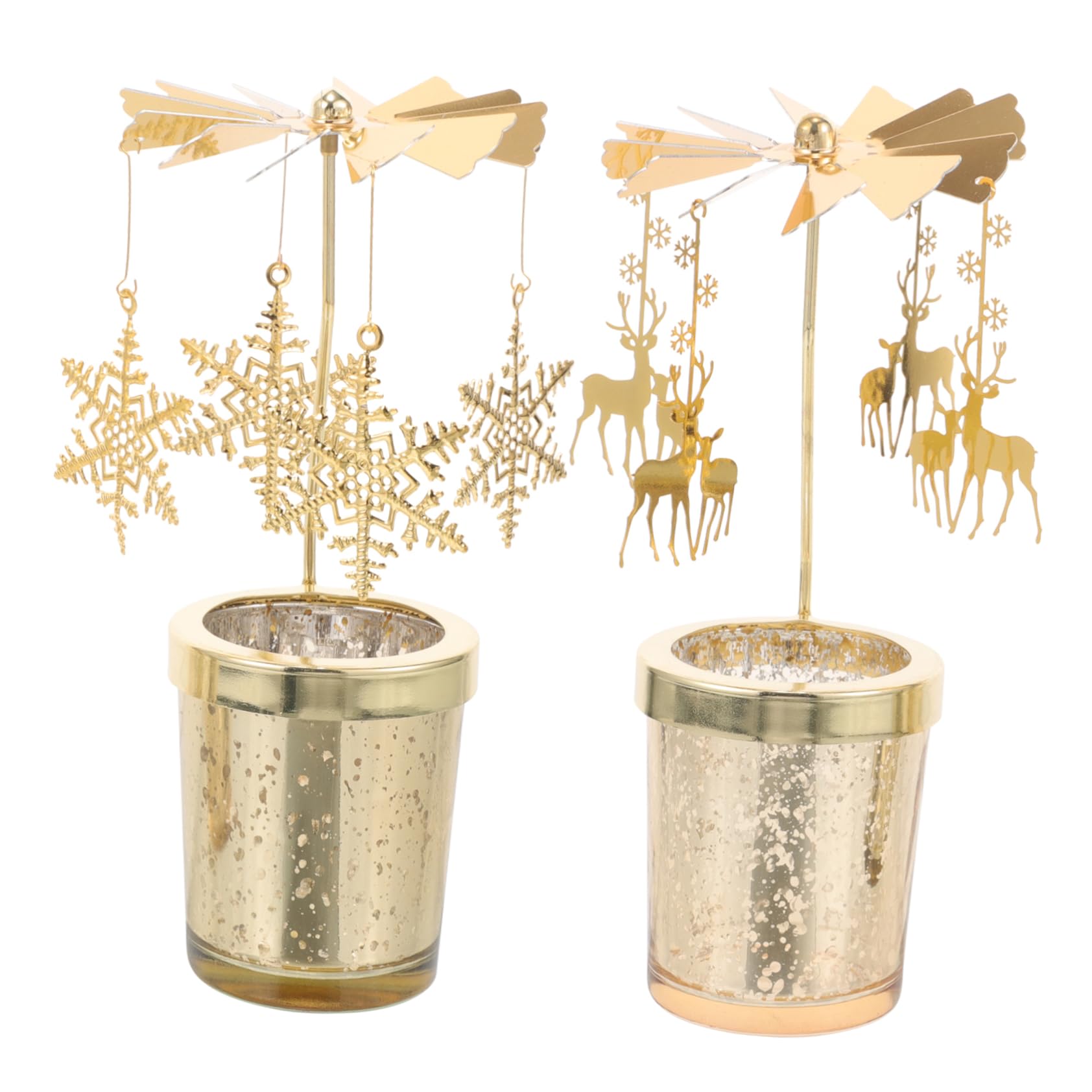 ORFOFE 2piezas Candelabro Giratorio Navideño De Metal Candelabro Decorativo para Mesa para Decoración De Hogar Restaurante Hotel Navidad Color