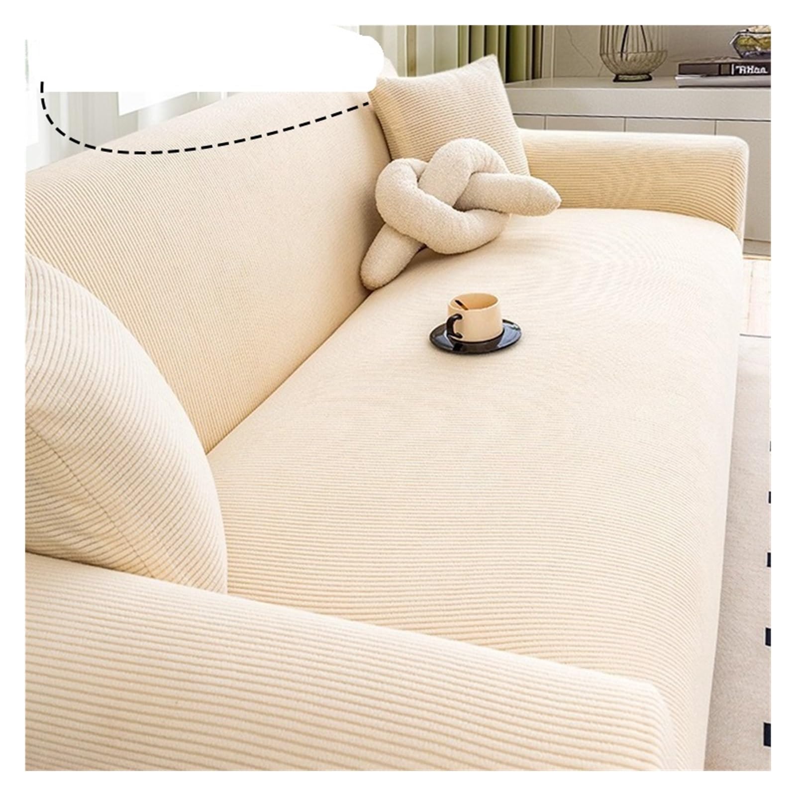 Housse de canapé d'angle en velours côtelé blanc, l'élégance extensible et durable 2 places