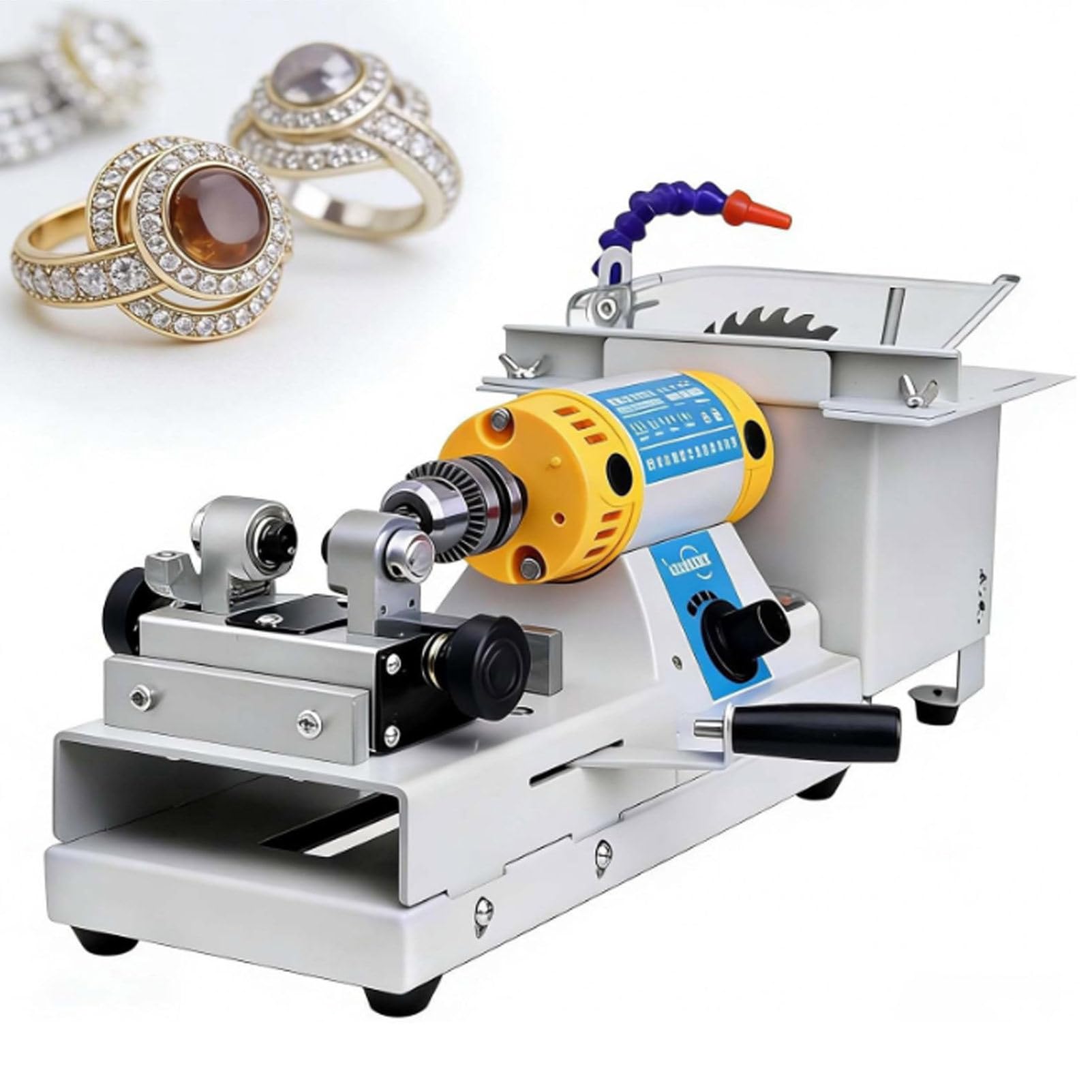 Lucidatrice per pietre lapidarie, sega da tavolo multifunzione da 750 W, lucidatrice per pietre per gioielli, tornio da banco, lucidatrice, trapano, 800-10000 giri/min, lucidatrice per pietre