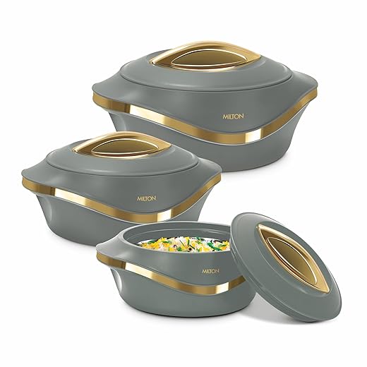 MILTON Insulated Casserole Dish with Lid 3 pc Set 2.1/1.5/1 qt. Hot Pot Food Warmer/Cooler –Thermal Soup/Salad Serving Bowl- Stainless Steel Hot Food Container–Best Gift Set for Moms –Holidays