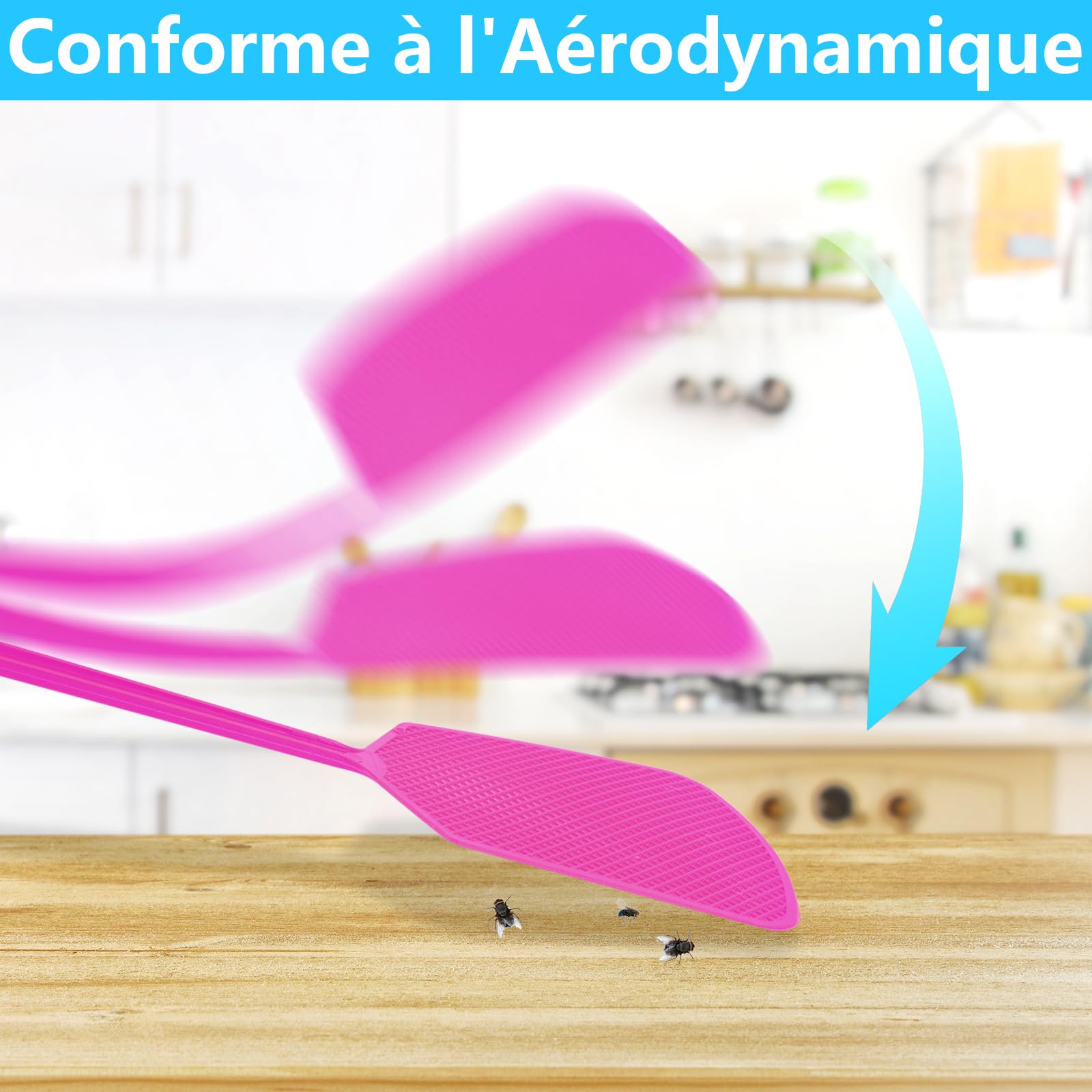 Tapette à Mouches Plastique Long Manche 5 Pièces Antiparasitaire Robuste