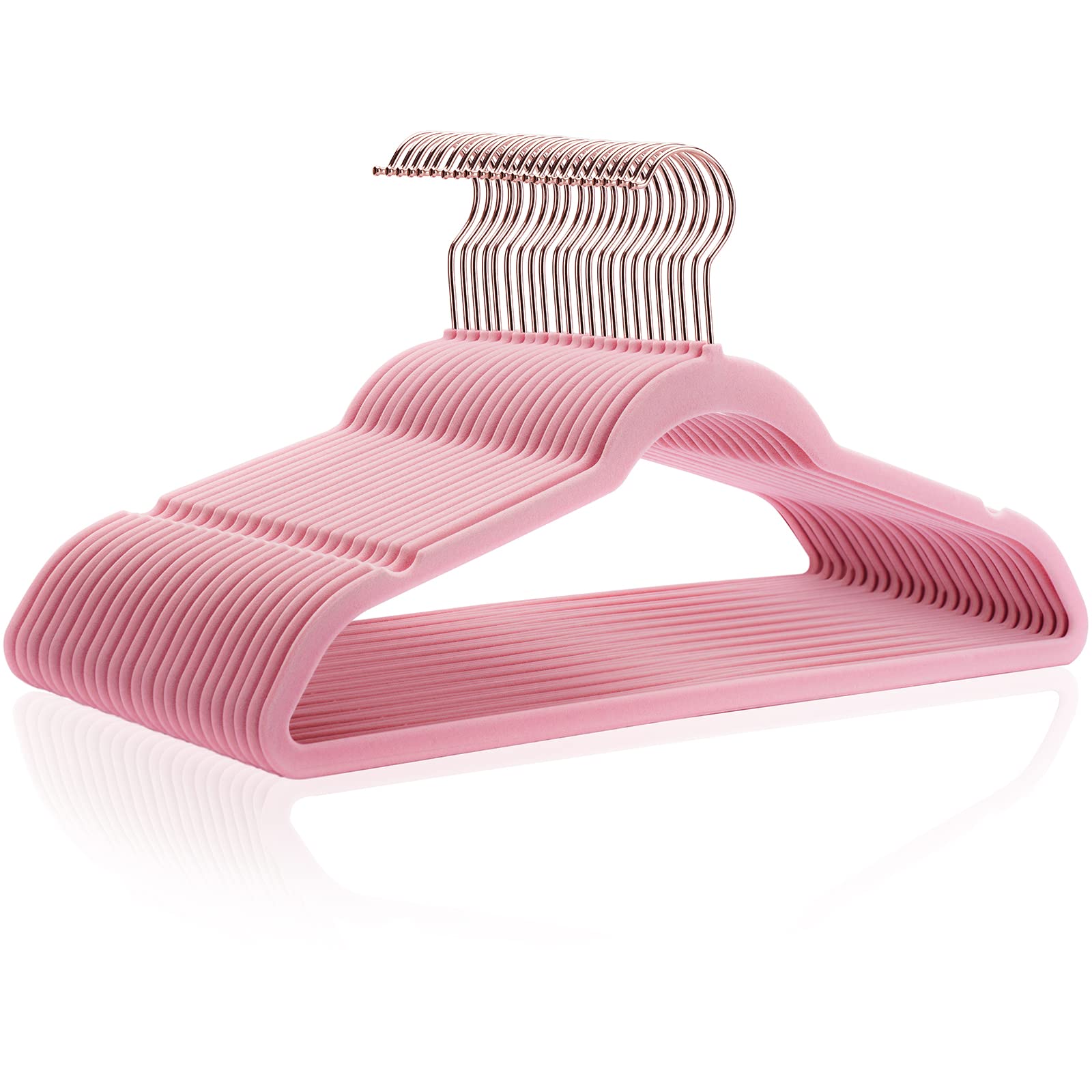 Perchas Antideslizantes de Terciopelo Rosa, Paquete de 50, no tóxicas, duraderas, ahorran Espacio, soportan hasta 15 Libras