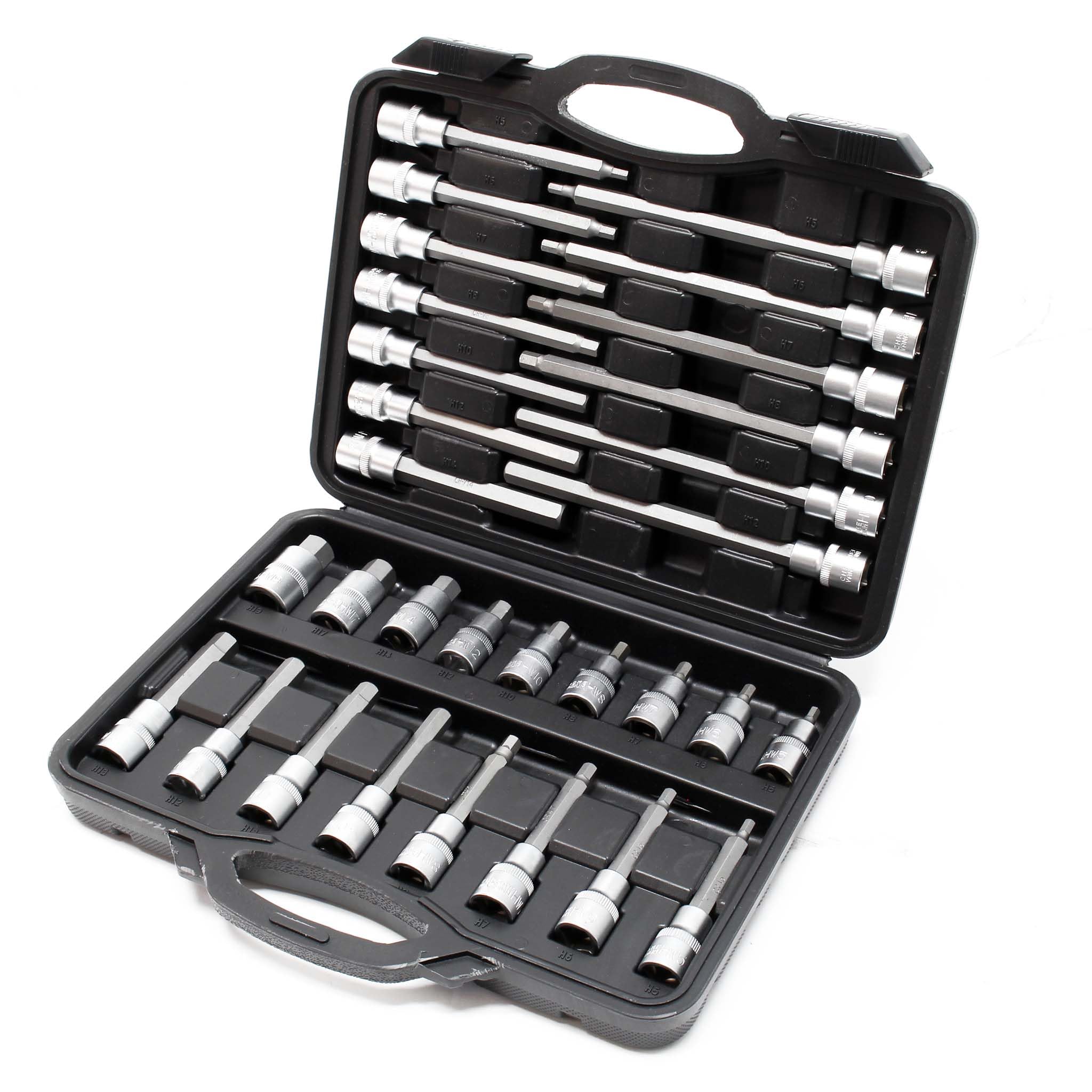Set chiavi a bussola 88 pz. con esagono cavo, multidente interno e esagono incassato in 3 valigette