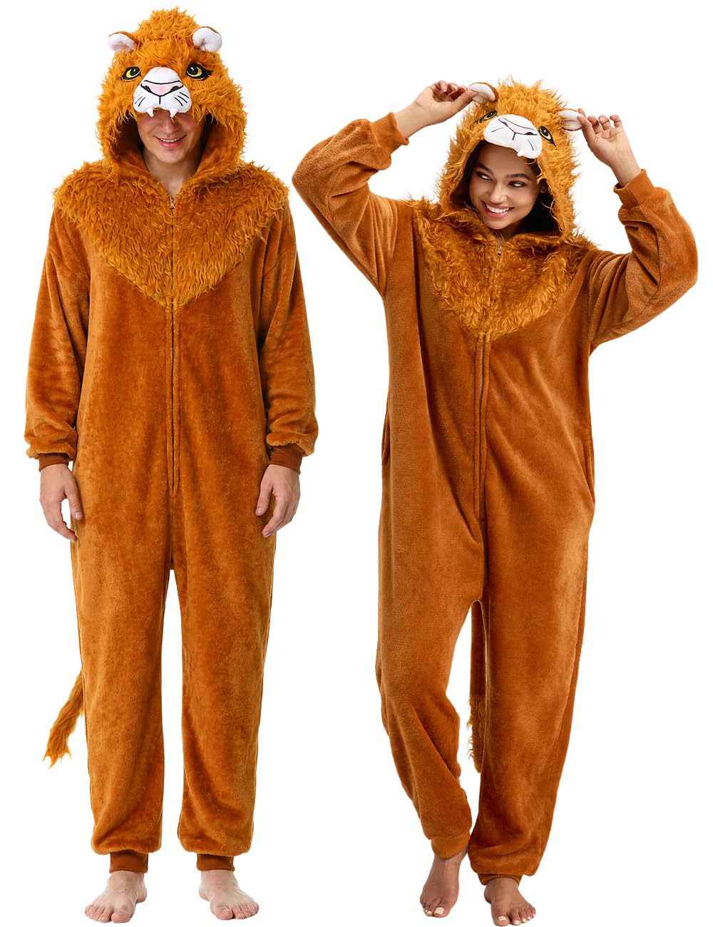 YuDanae Adult Lion Leopard Onesie Costume Animal Pajamas