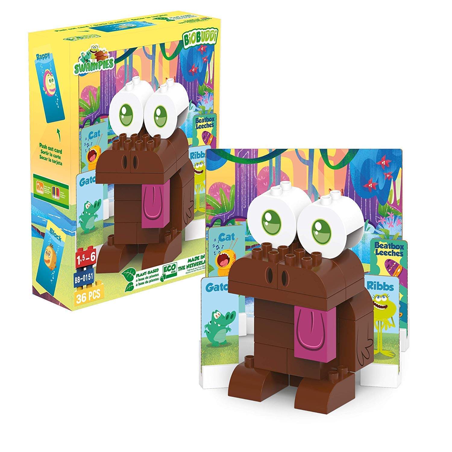BIOBUDDI Swampies Set - Eco Friendly Building Blocks for Kids Newt 100650