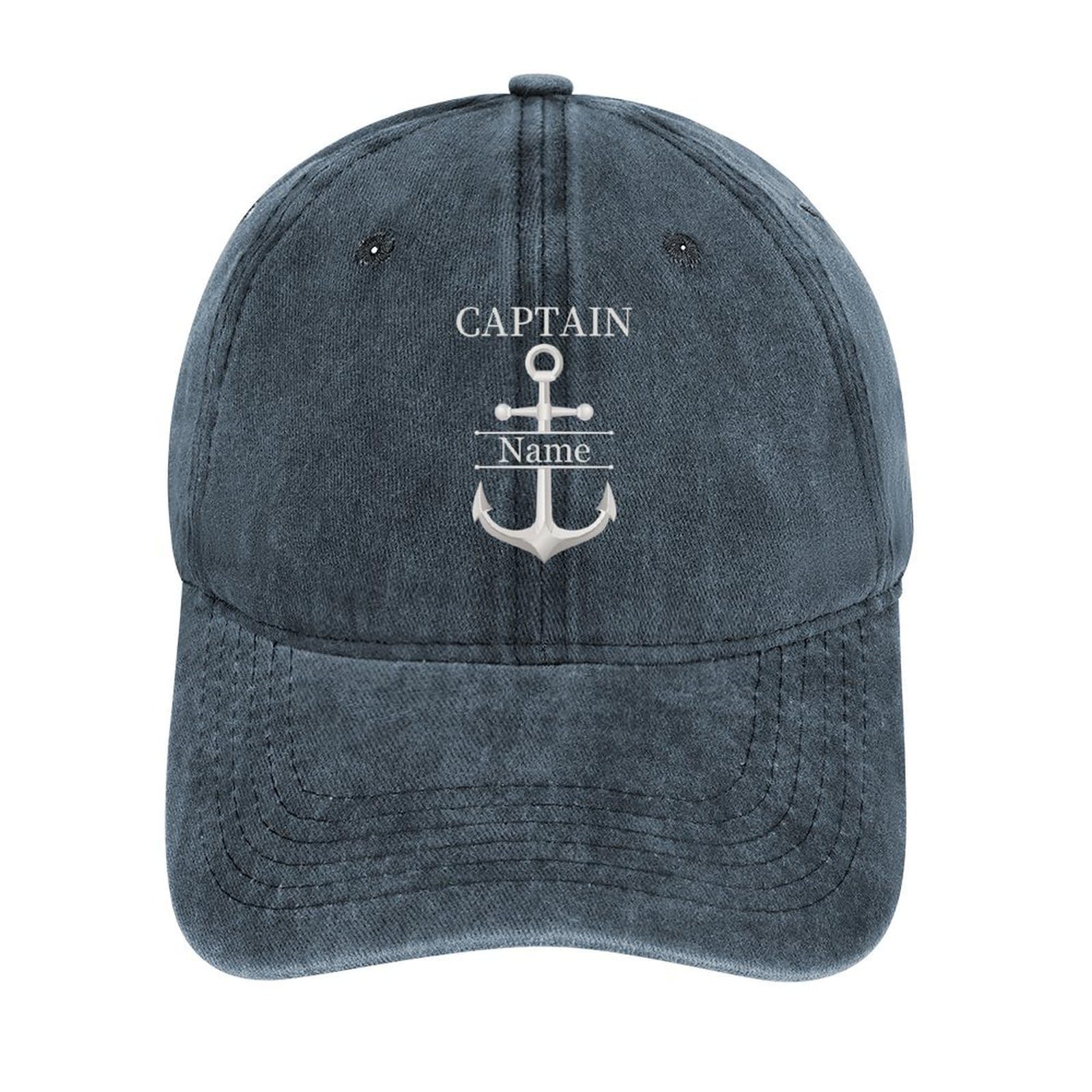 VWCSDSCS Custom Captain Hat Sailors Cap Personalized Nautical Anchor Baseball Cap with Boat Name for Boater Lake Cruise Boat Lovers