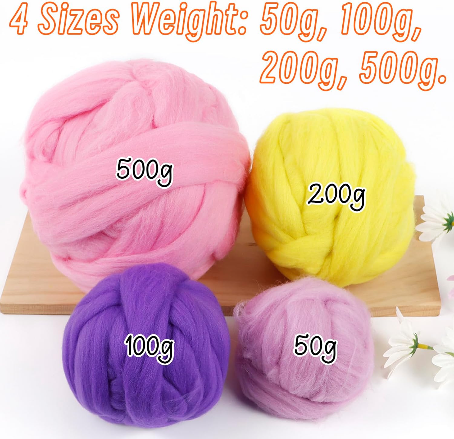 JeogYong Needle Felting Wool, 17.64oz Wool Roving Chunky Wool Yarn, Rose Red Wool Roving Yarn for Needle Felting, Wet Felting, Felting Projects, DIY Crafts
