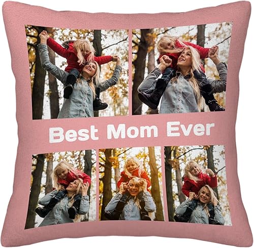 Miniatura 2 de Personalized Best Mom Ever Pillowcase Gift  Custom Photo Collage Throw Pillow Cover, Great for Family, Couples, Christmas, Birthday, Valentine's &