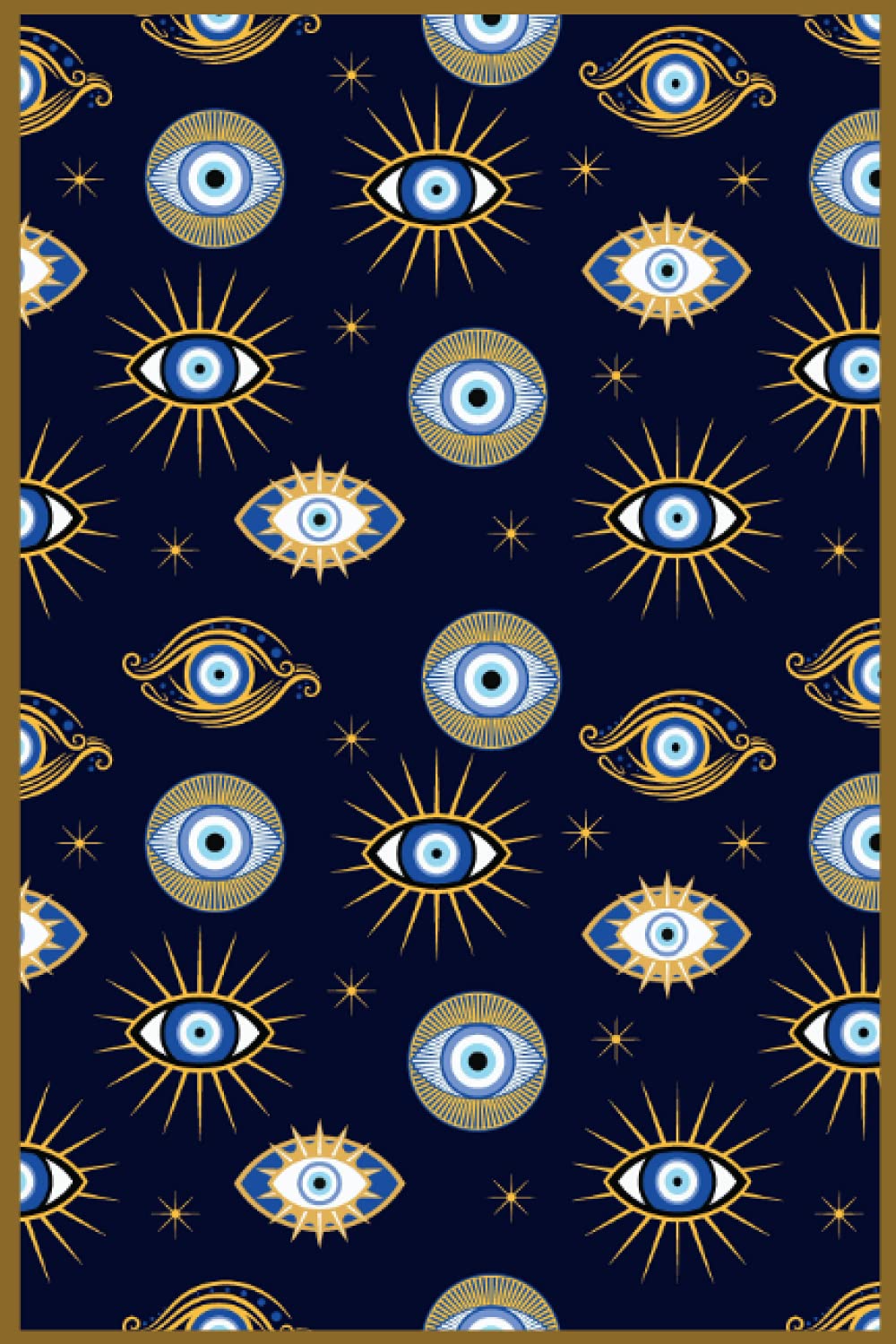Evil Eye Midnight Blue and Gold Notebook: Blank 120 Page Lined Notebook/Journal