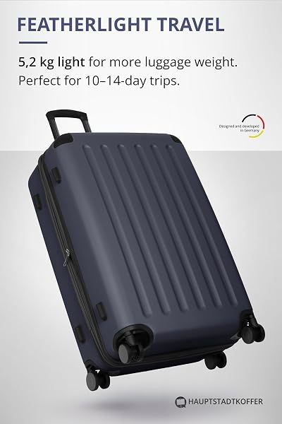 HAUPTSTADTKOFFER - Spree - Valigia Trolley rigido grande ABS TSA 4 ruote, 75 cm, 119 litres, Blu Scuro - 3