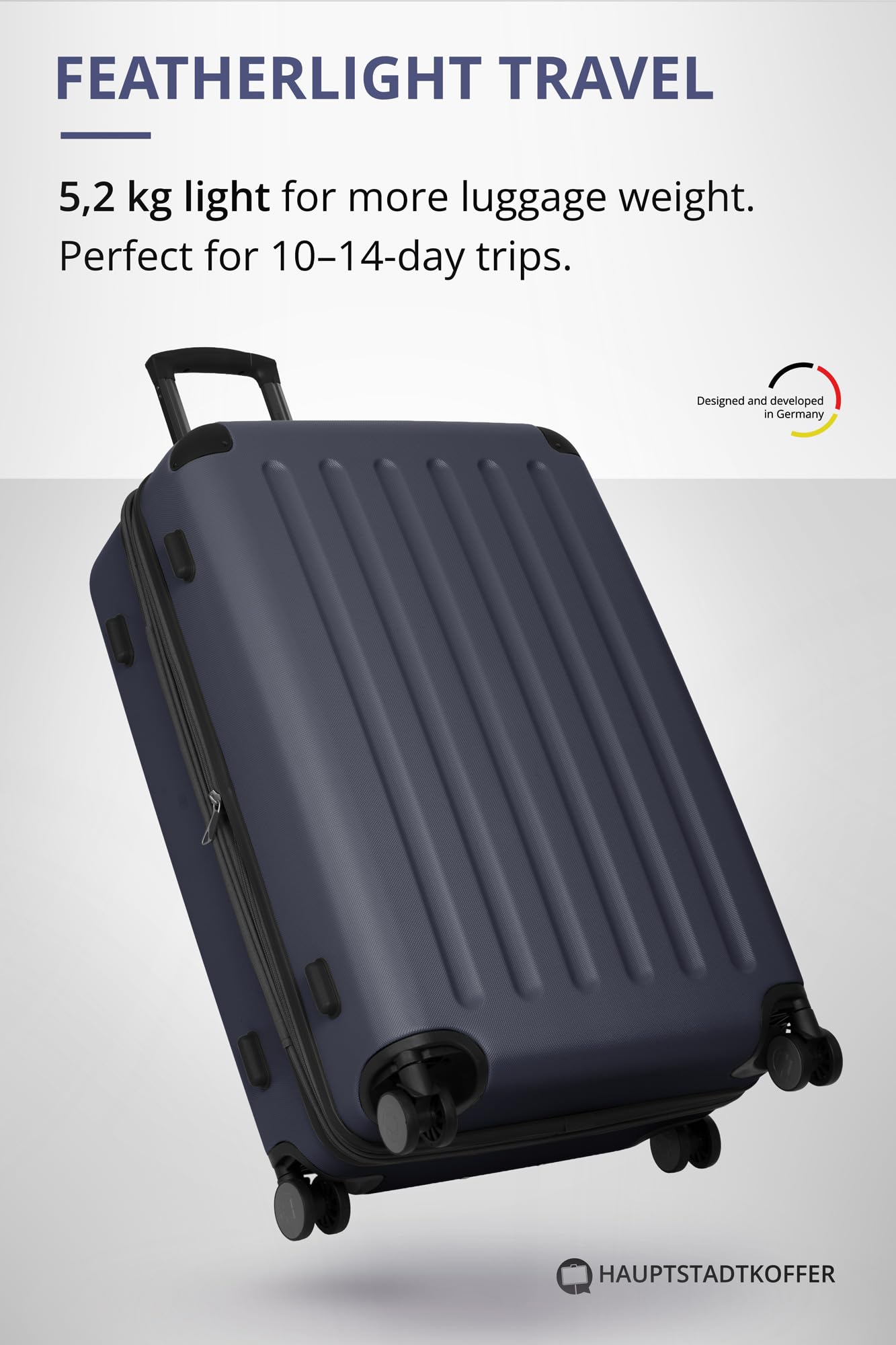 HAUPTSTADTKOFFER - Spree - Valigia Trolley rigido grande ABS TSA 4 ruote, 75 cm, 119 litres, Blu Scuro - 3