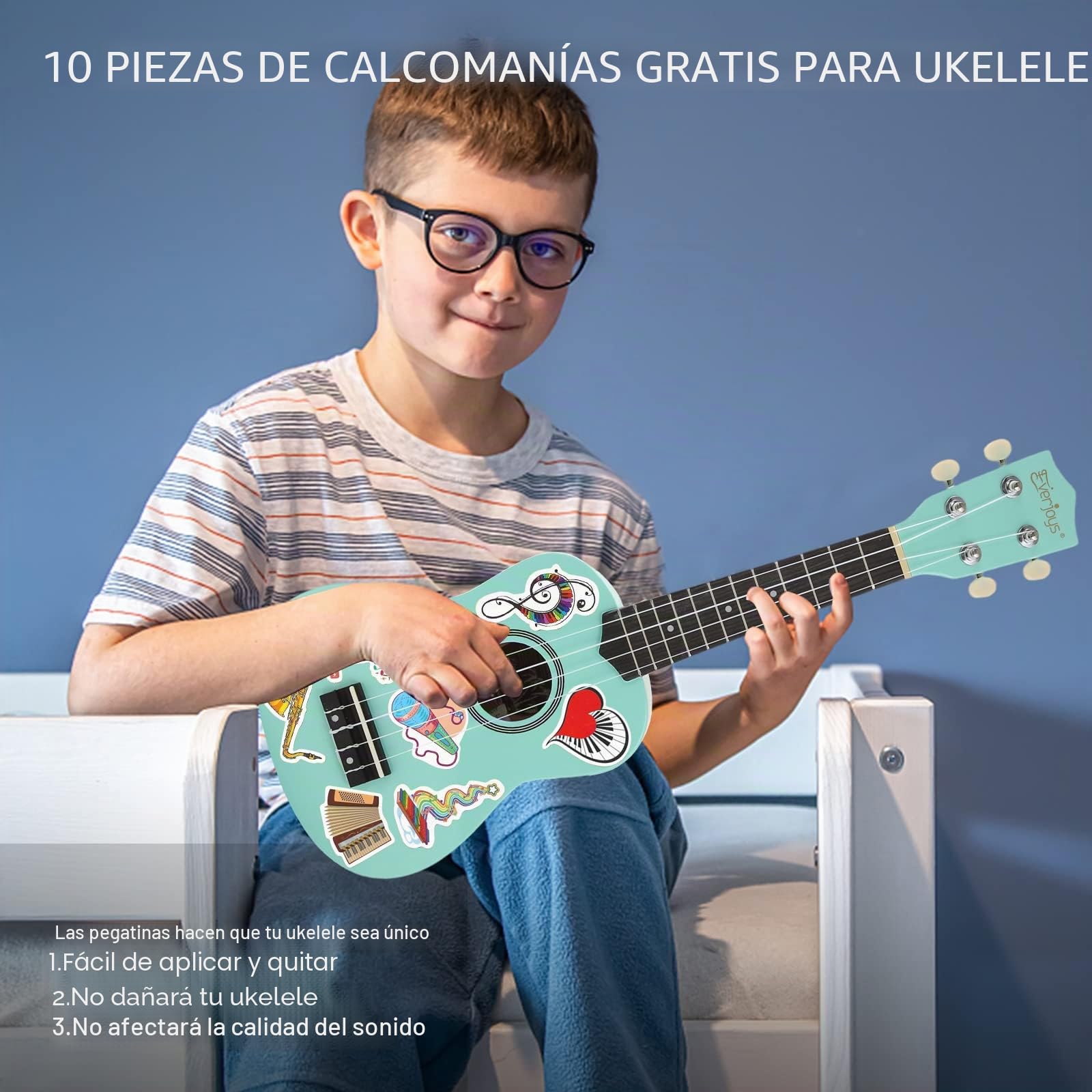 Everjoys Kit de ukelele soprano para principiantes, para niños, adultos, estudiantes, 21 pulgadas, correa de repuesto, cuerda de repuesto, paño de pulido, púas de cancionero (verde brillante) | Para adultos, bolsa de concierto, púas, paño de pulido de cor