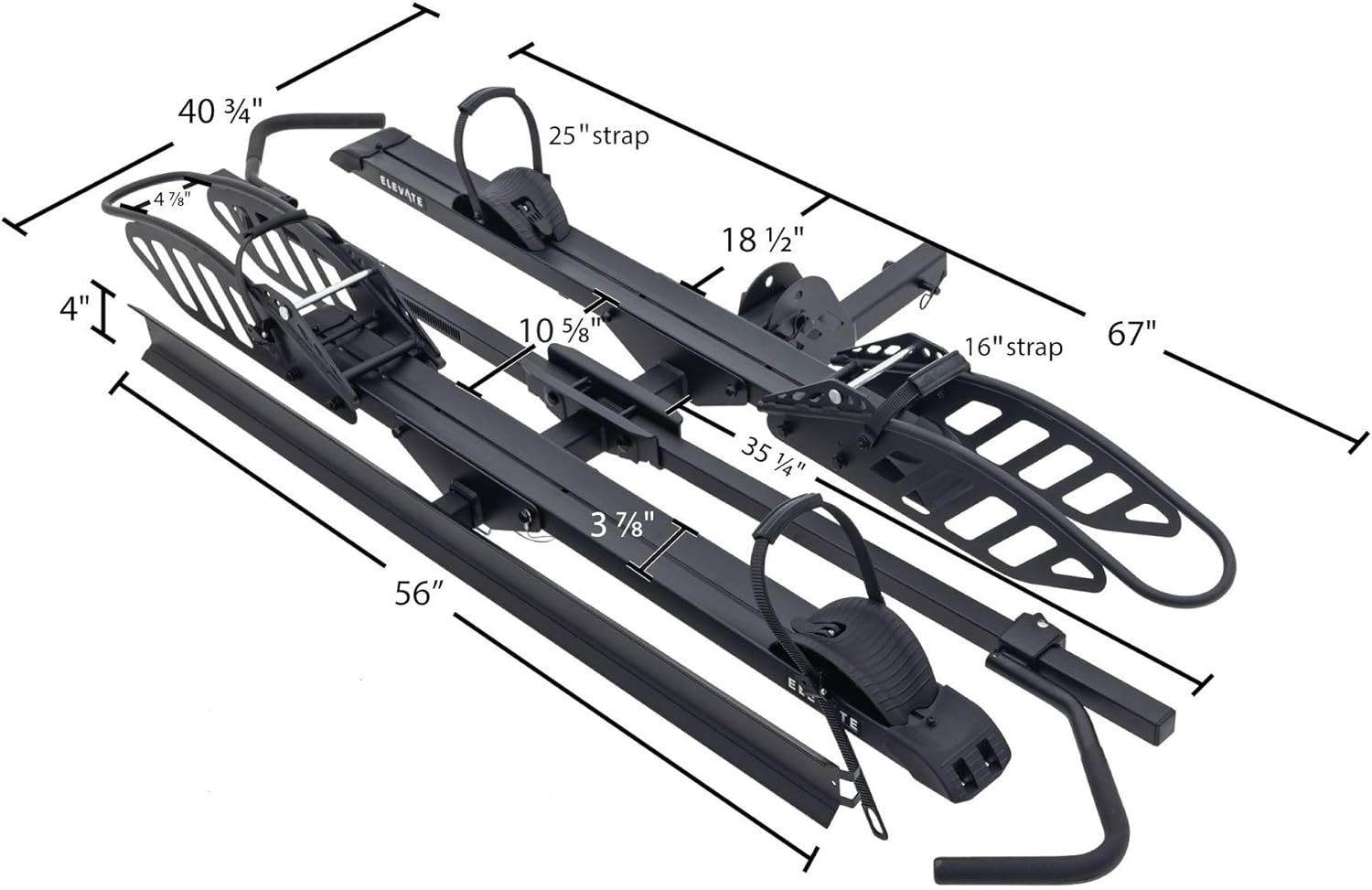 Hitch-Mounted Platform Bike Rack with Ramp for Ebikes and Fat Tire Bikes - 2 Bikes - 200 lbs. Capacity