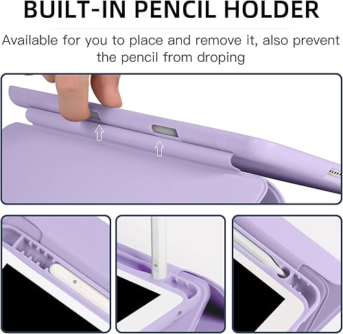 Miniatura 7 de Mastten Funda compatible con iPad de 987 generación, para iPad de 10.2 pulgadas con soporte para lápiz, funda trasera inteligente de TPU para iPad